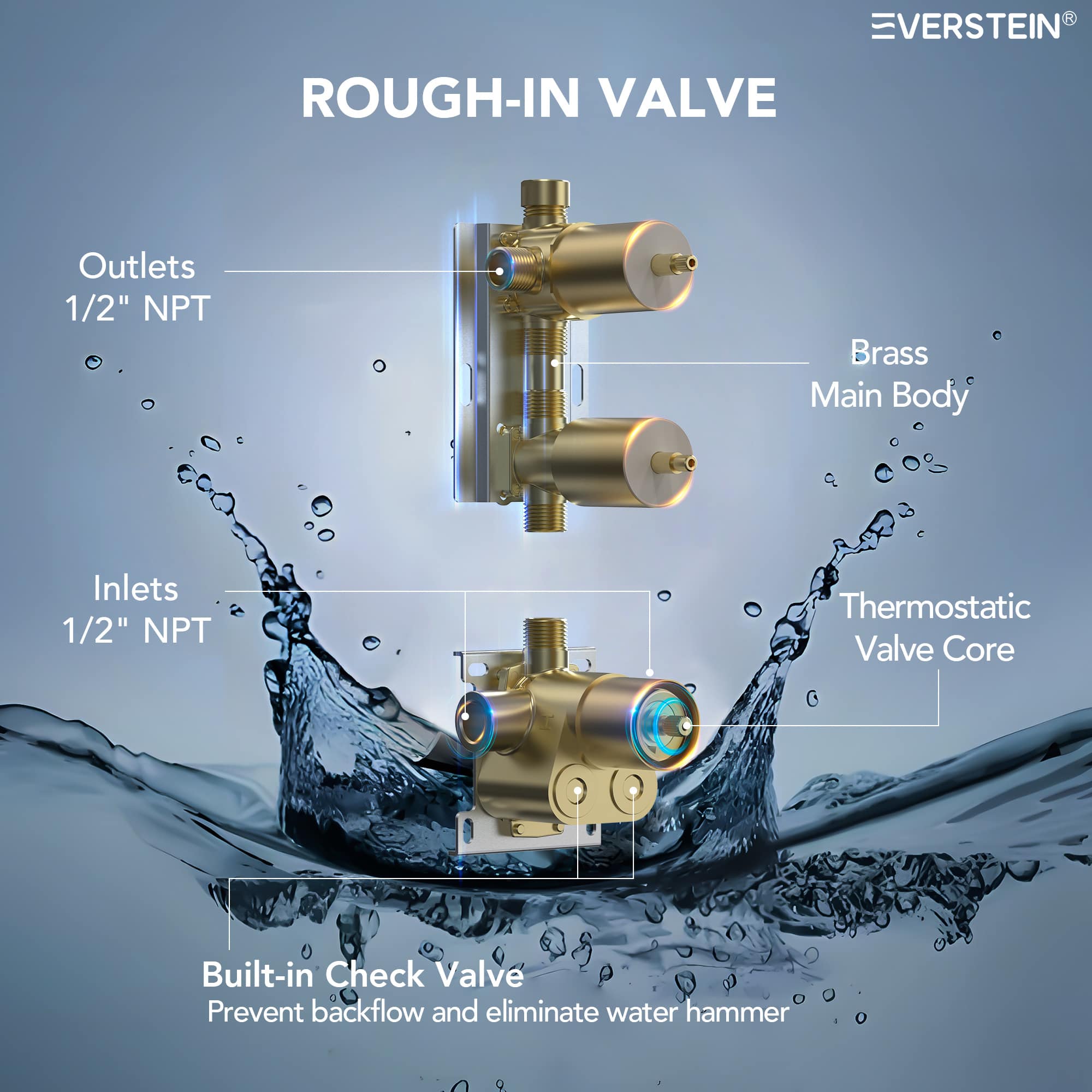 EVERSTEIN SFS-1041-GD12 Tub-Shower-Faucets - View #6