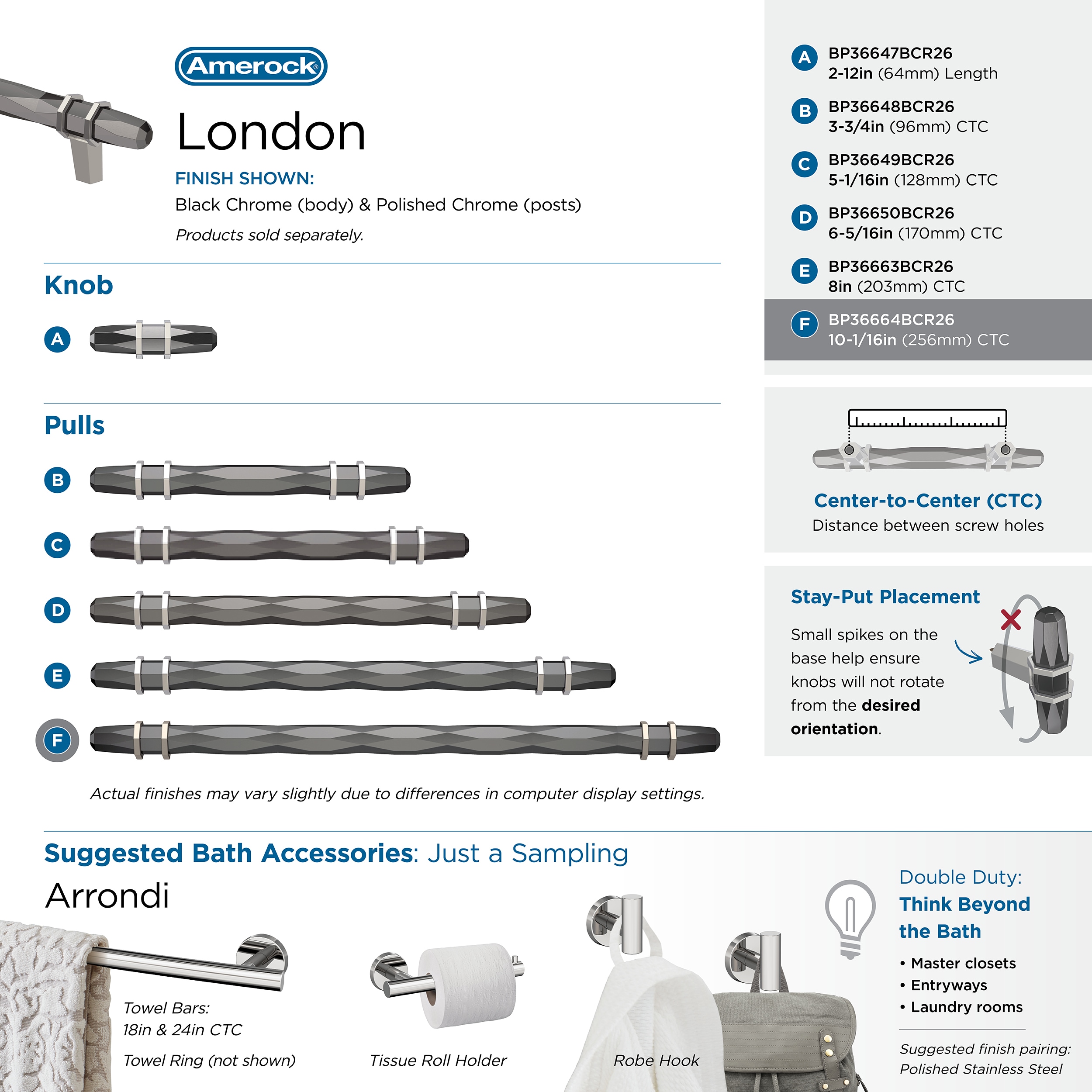 Amerock BP36664BCR26 Cabinet-Pulls - View #10