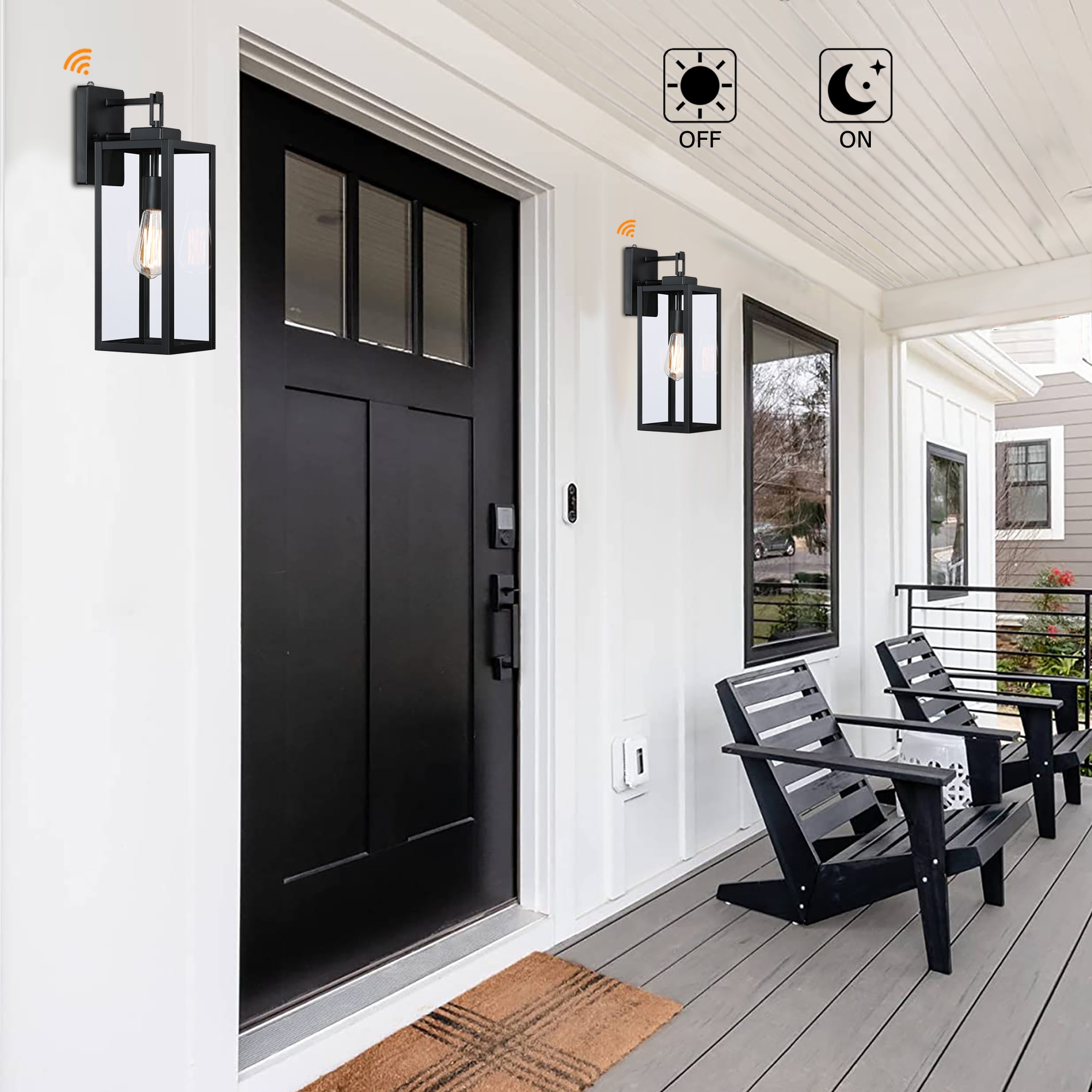 Matte Black 18-Inch Metal and Glass Outdoor Wall Lantern