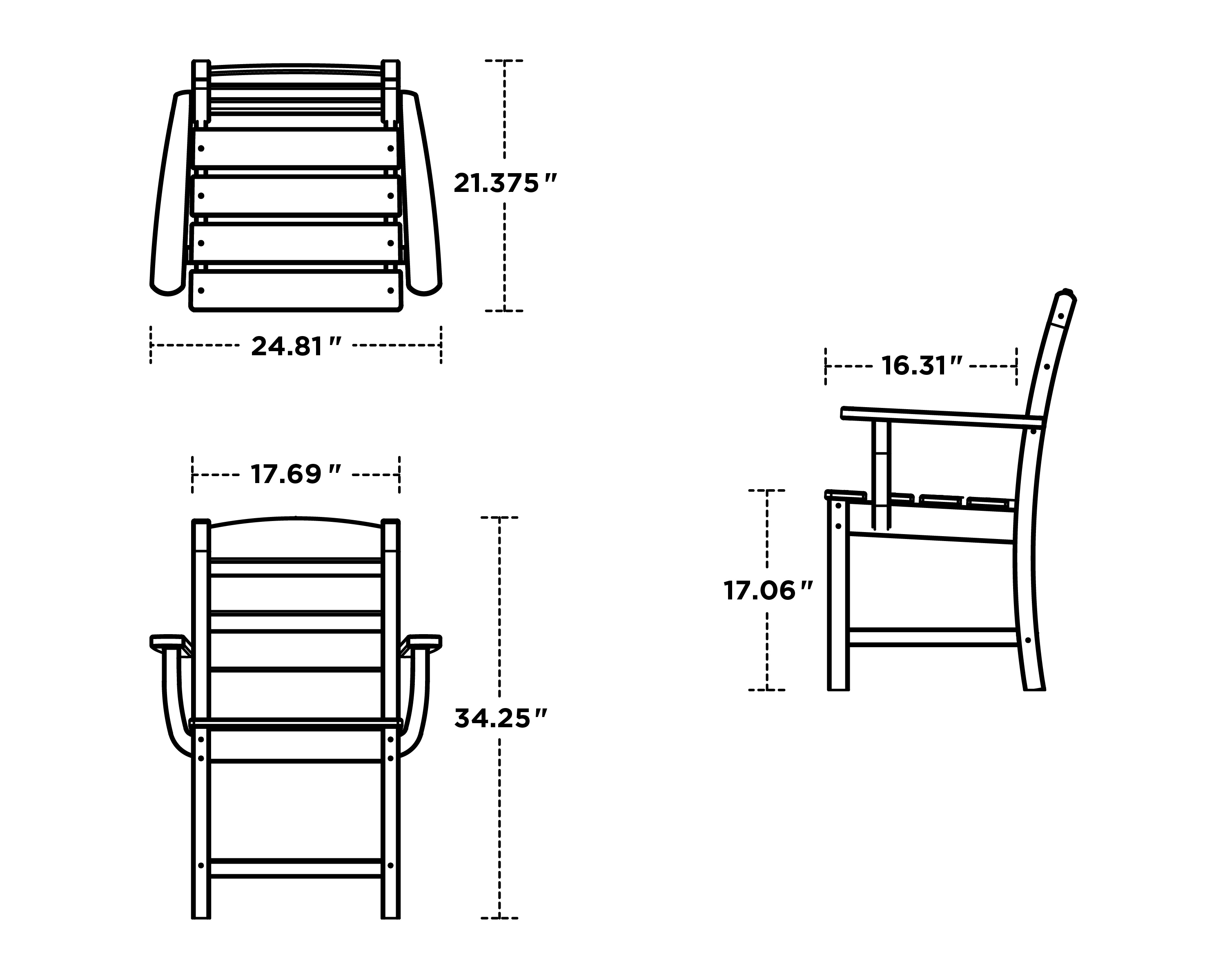 Polywood Lakeside 7-piece Tan Patio Dining Set Plastic Rectangle Table 