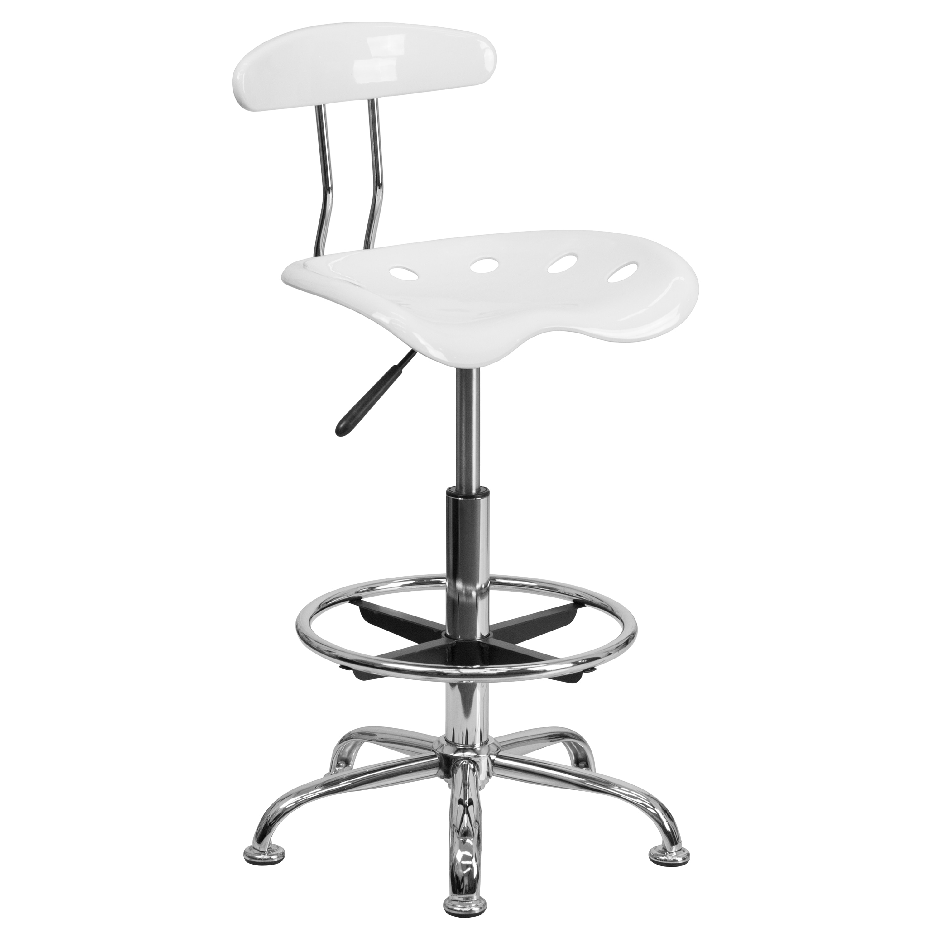 Flash Contemporary Silver and White Adjustable Height Plastic Barstool NEW 