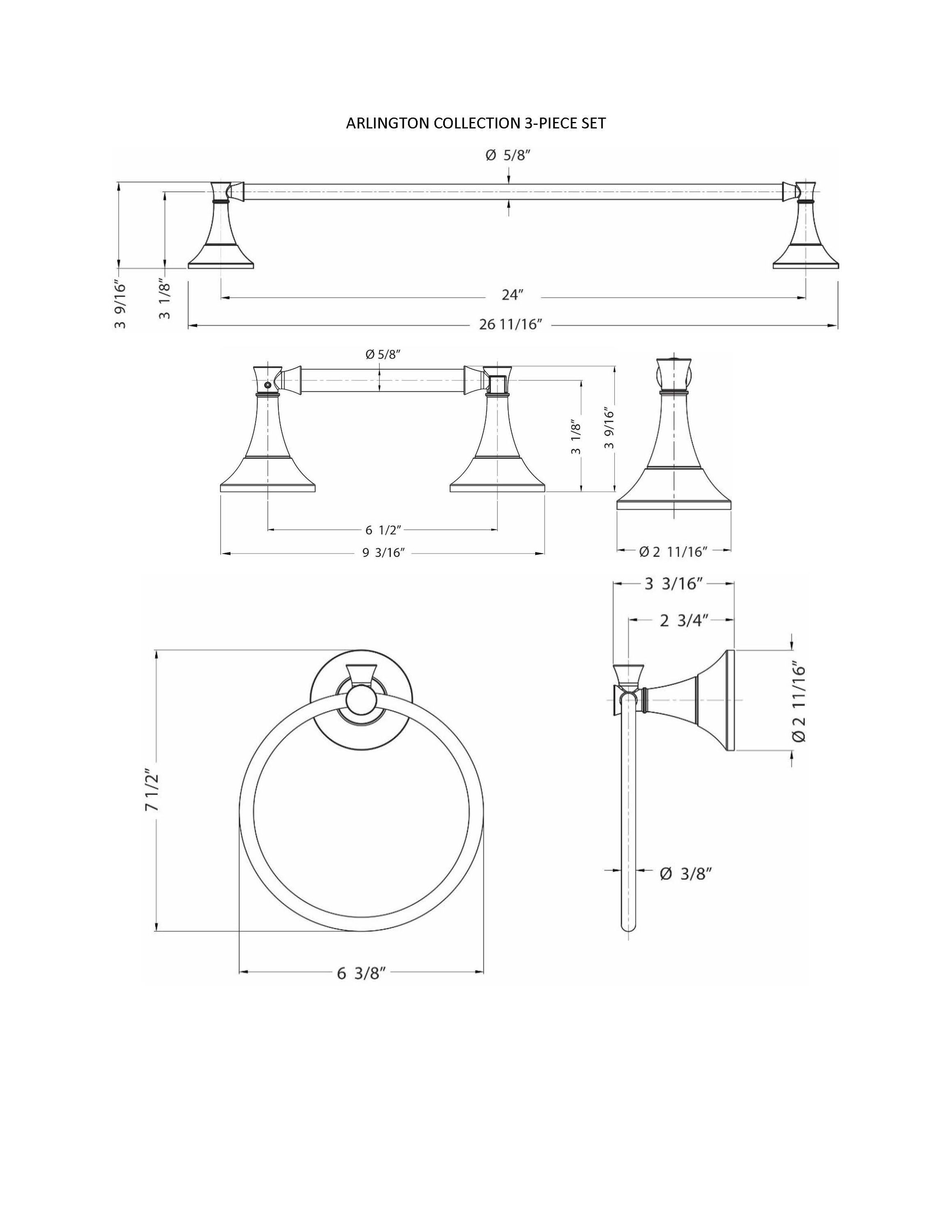 ARISTA BA2701-3SET-CH Decorative-Bath-Hardware-Kits - View #6