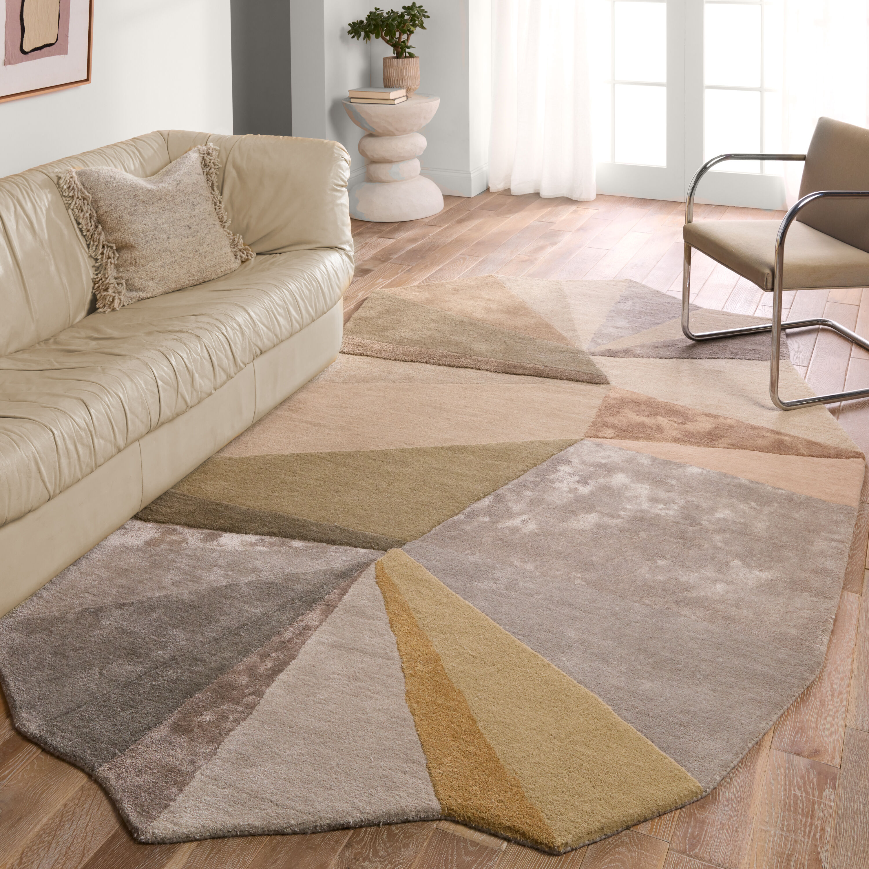 Jaipur Living BRG158907 Iconic 8 x 11 (ft) Tufted Wool Tan Irregular Indoor Abstract Area rug