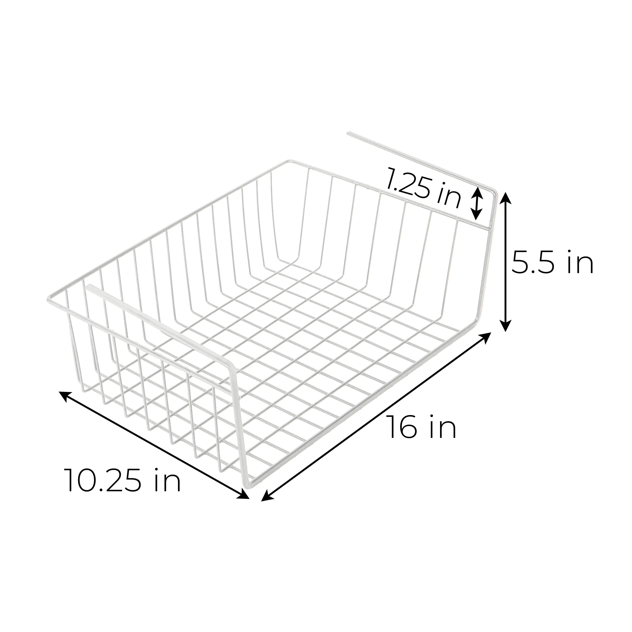 Smart Design Undershelf Storage Basket - Small - 12 x 5.5 inch - White 