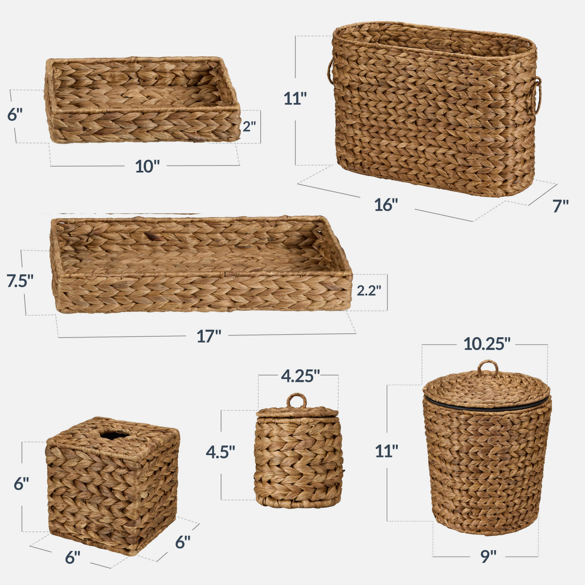 Best Choice Products 6-Pc Water Hyacinth Bathroom Storage Set