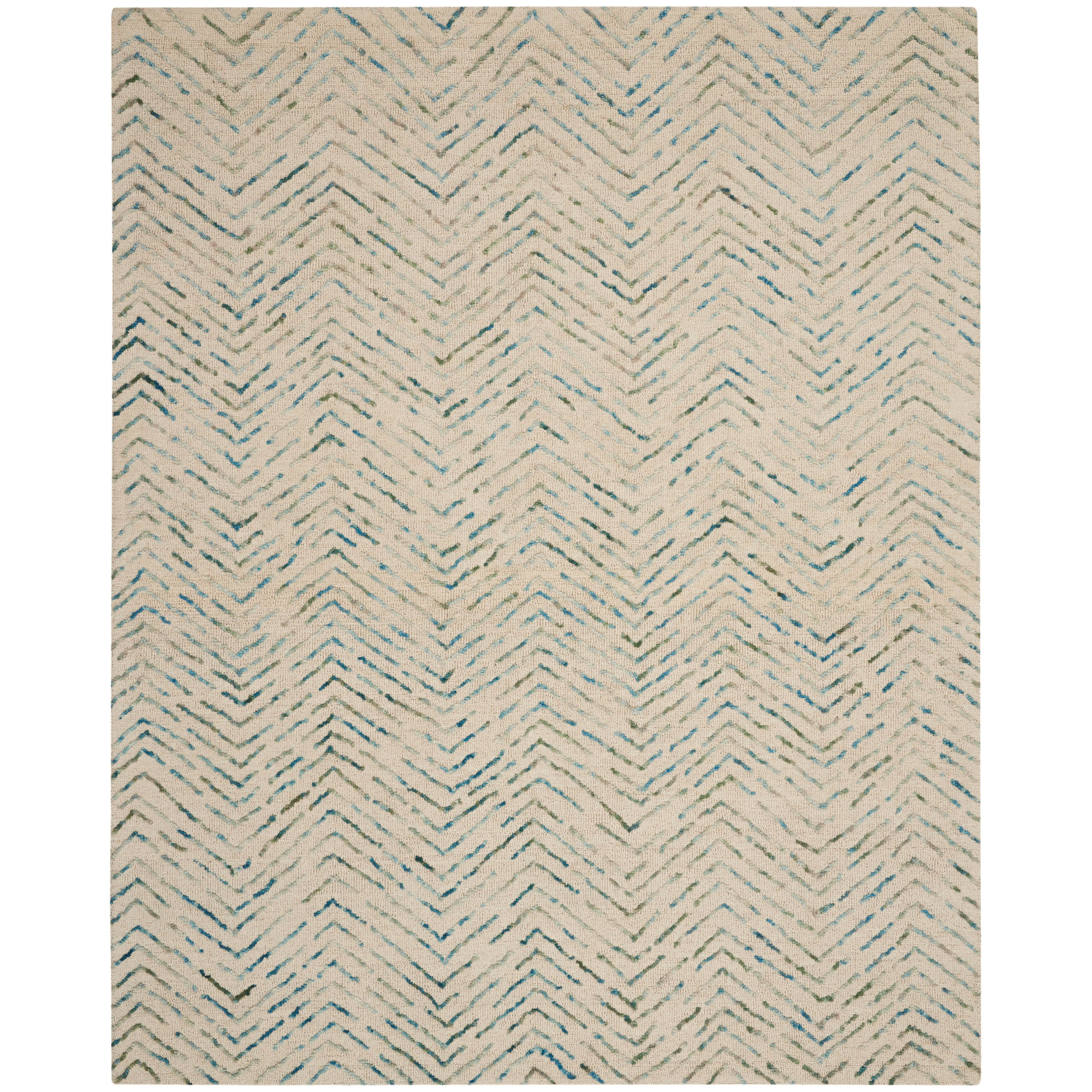 Nourison 099446794376 Vail Chevron Indoor Area Rug Iv/Green 8'3" x 11'6"