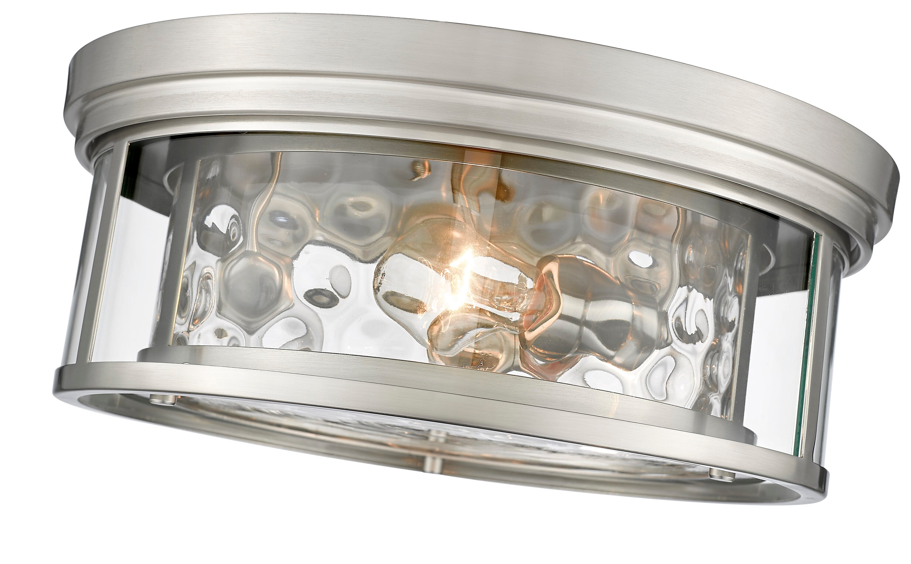 Brushed Nickel 16" Glass 3-Light Flush Mount