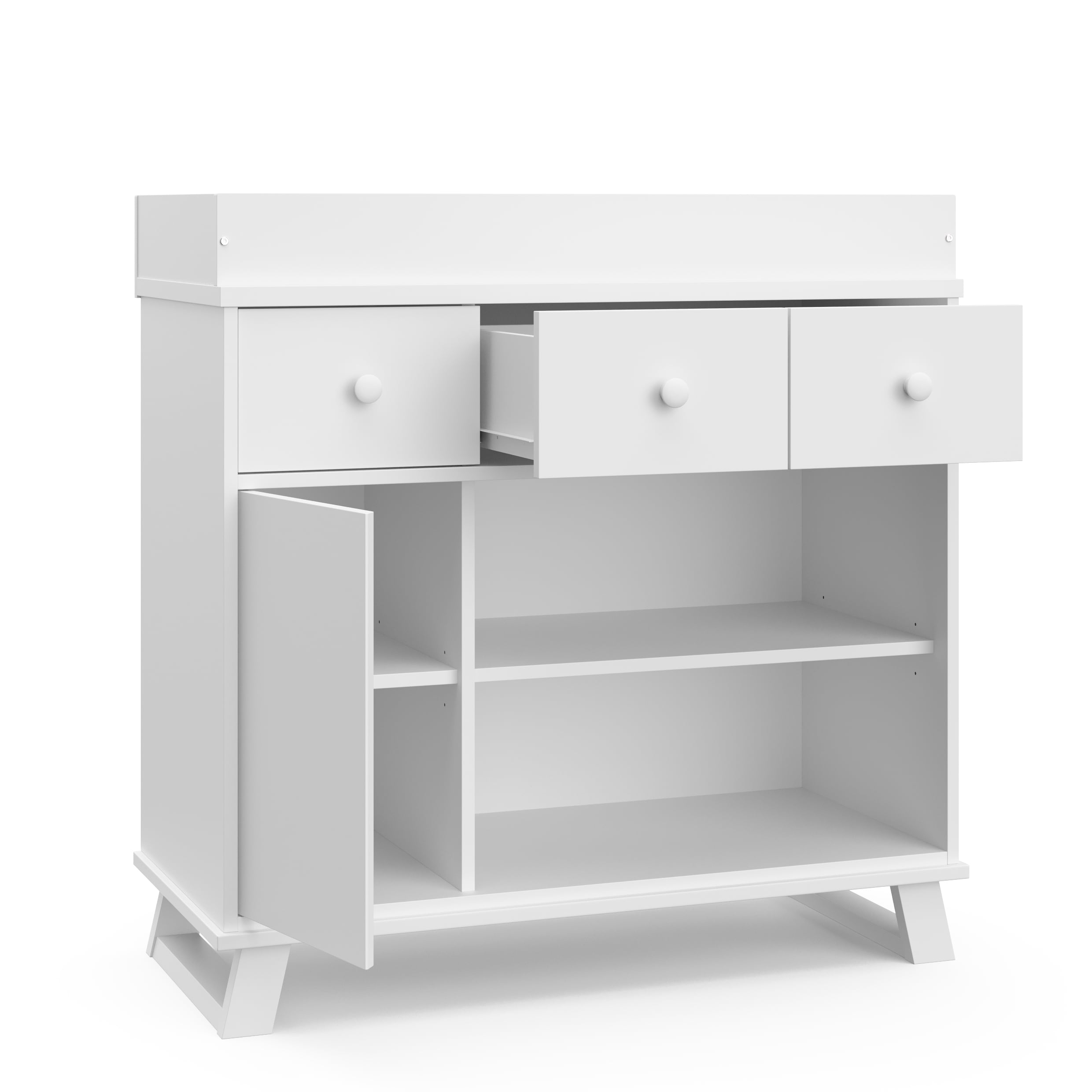 White Modern Nursery Changing Table Dresser with Drawers