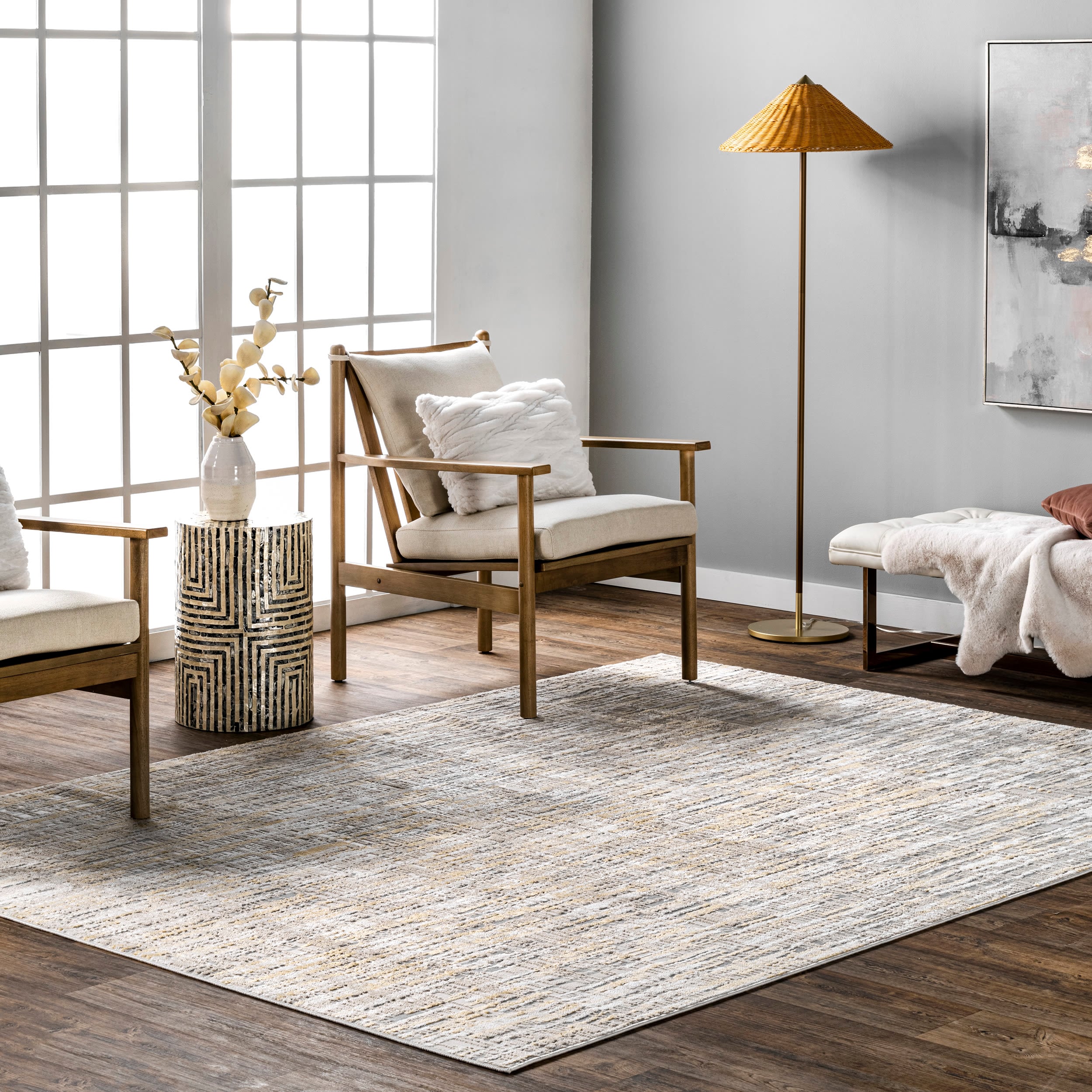 nuLOOM CFDR09A-508 Druzy 5 x 8 (ft) Loomed Synthetic Gold Rectangular Indoor Abstract Area rug