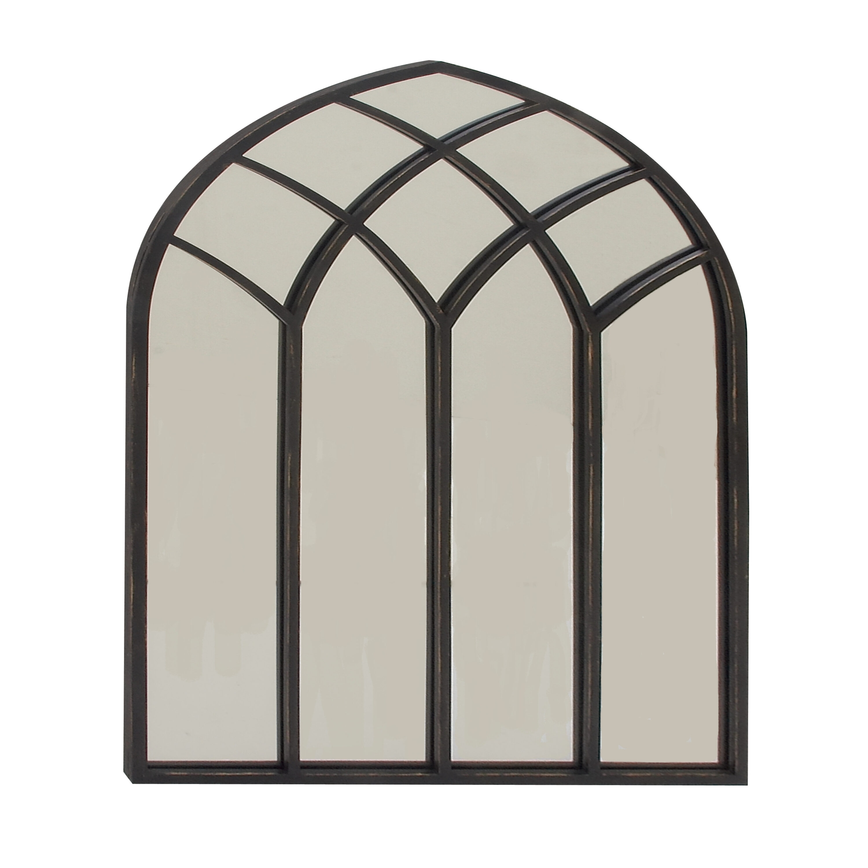 Black Arched Windowpane Full Length Wall Mirror