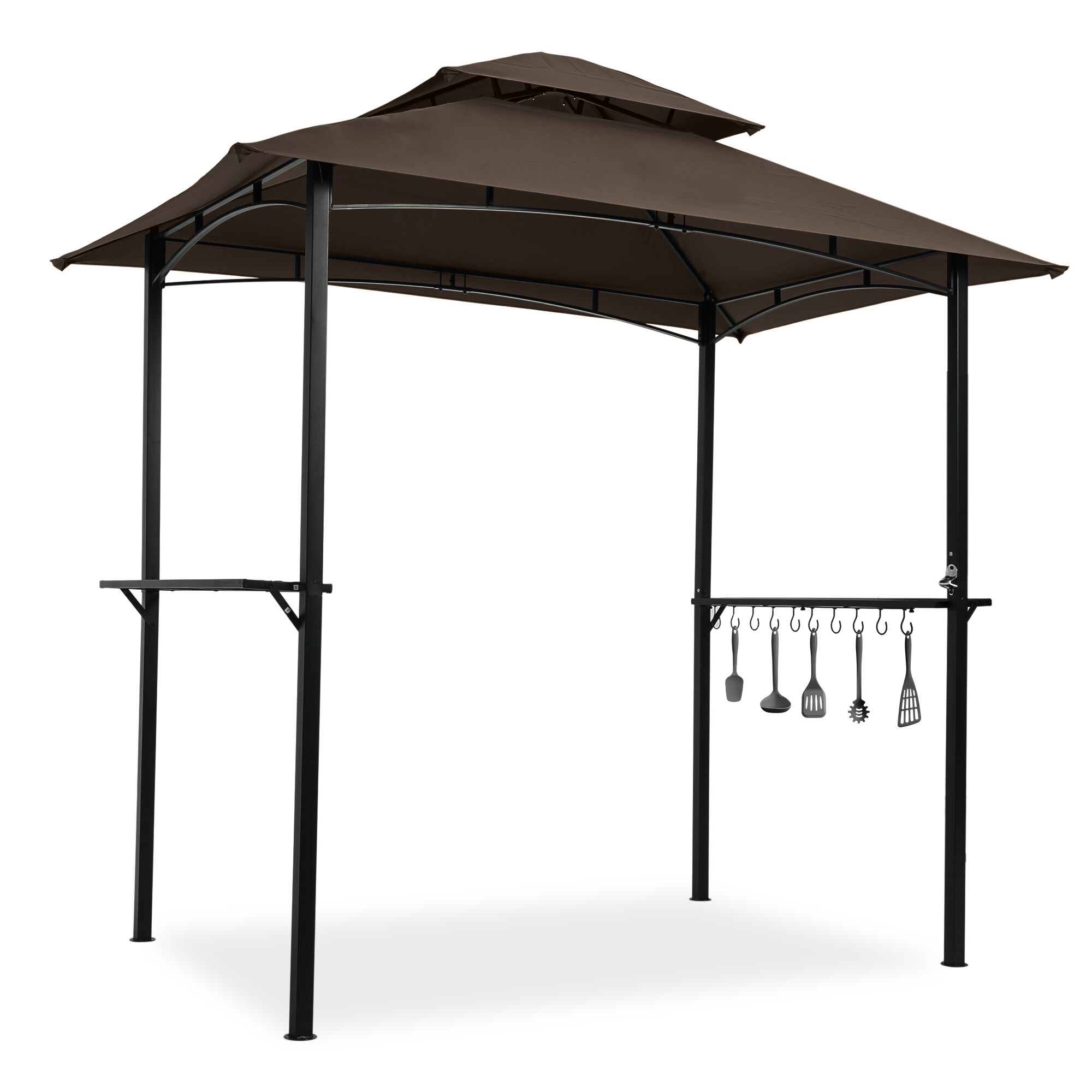 CASAINC 8-ft x 5-ft Pop-up folding tent Brown Metal Square Grill Gazebo the department at Lowes.com