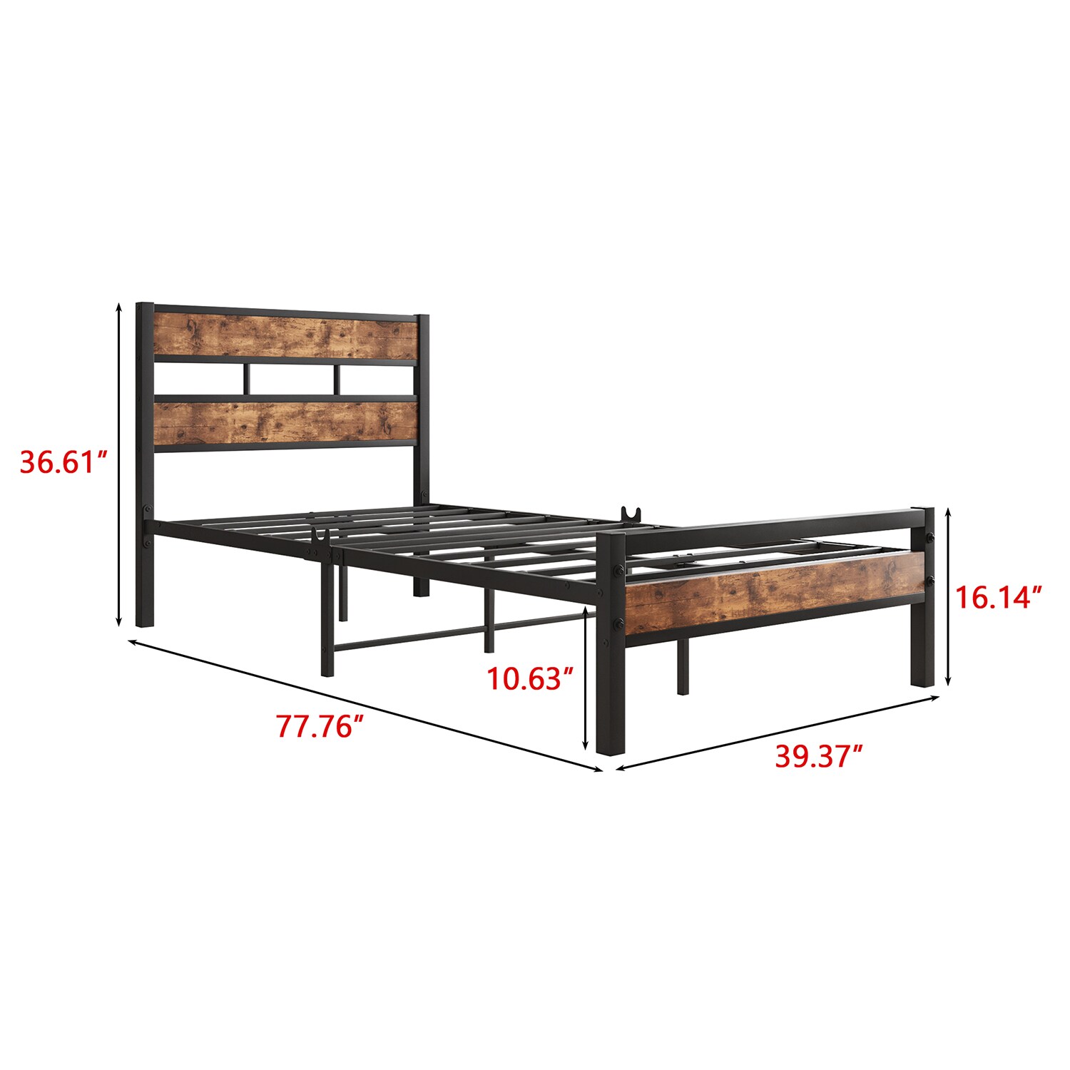 Sumyeg Twin Size Platform Bed Frame Brown Twin Metal Bed Frame in the ...