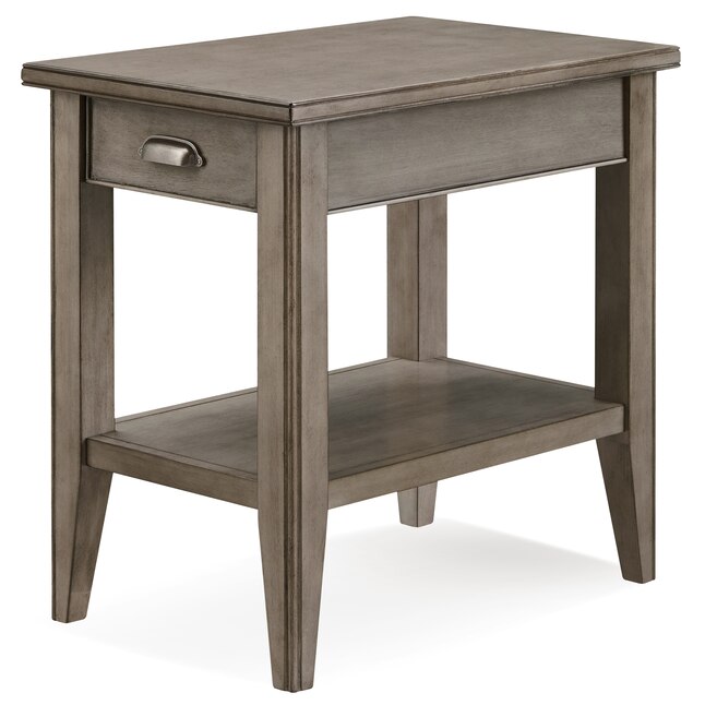 Lau Smoke Gray Wood End Table, Gray Side Table With Storage