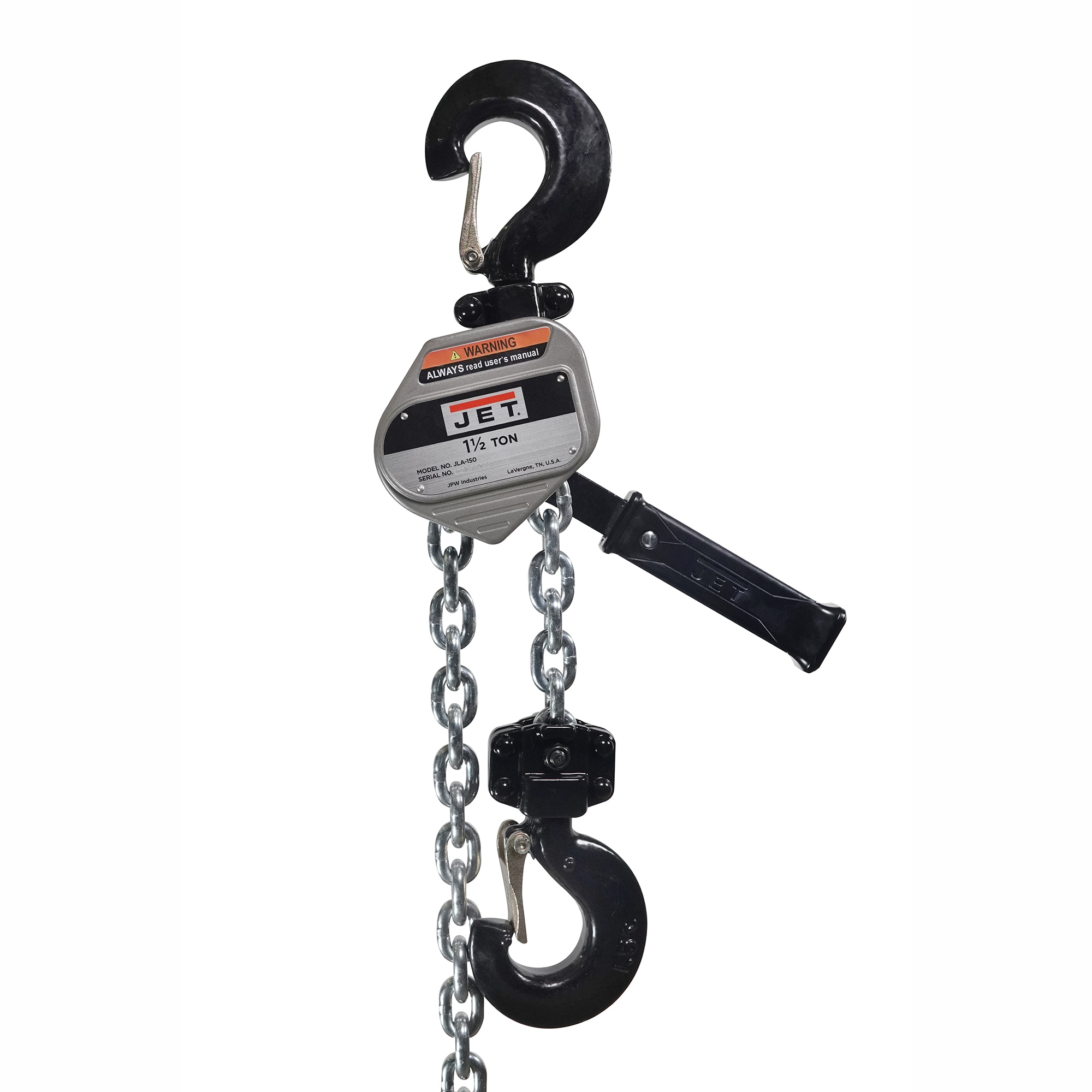 JET JT9-375420 JLA-150-20, JLA Series, 1-1/2 Ton Compact Lever Hoist, 20-ft Lift