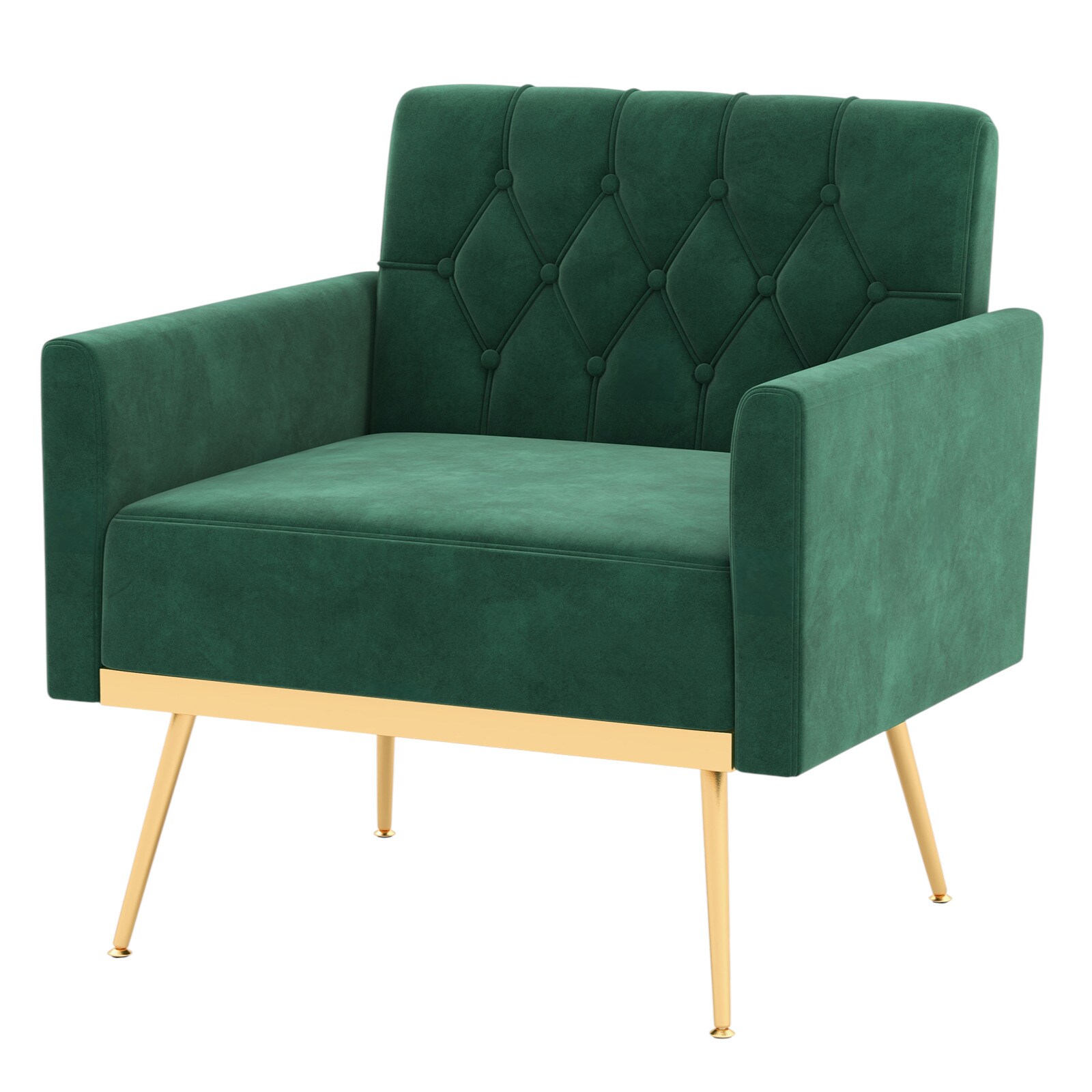 Slickblue D-CO-UT21601VH Single Velvet Accent Chair - Modern Green/Turquoise Velvet Chair with Button Tufted Backrest and Soft Cushion - Ideal for Living Room or Bedroom