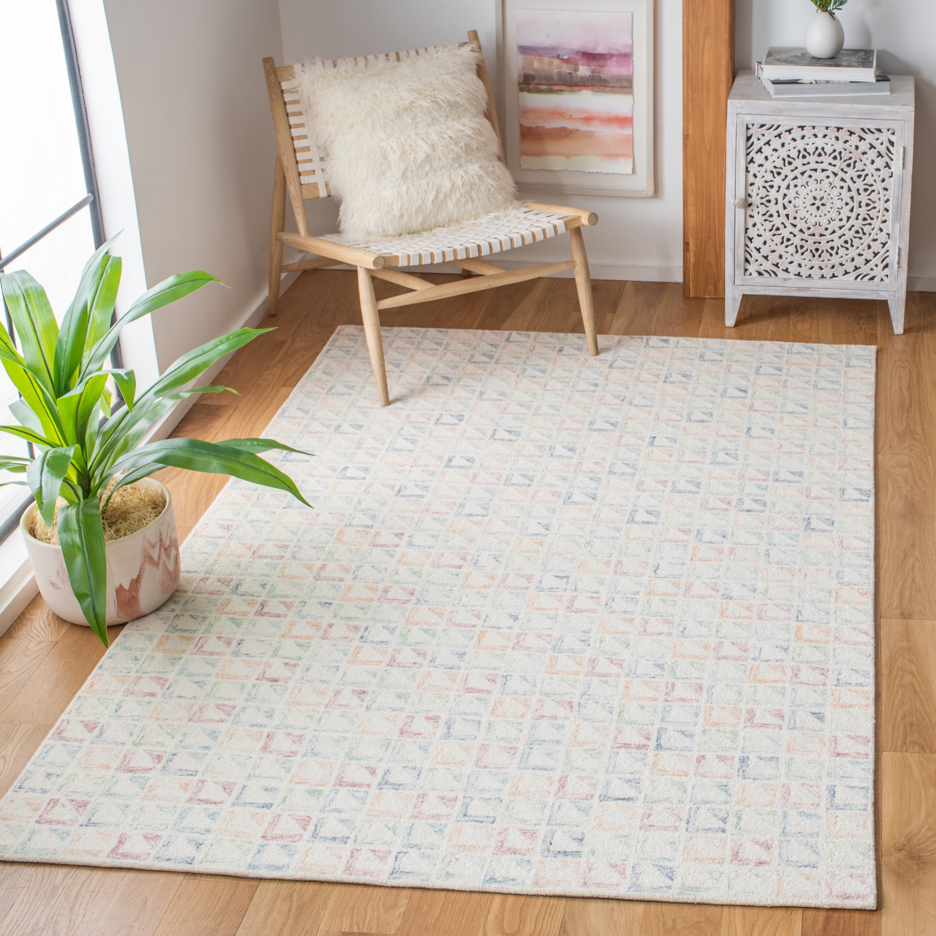 Blue and Ivory Hand-Tufted Wool 8' x 10' Area Rug