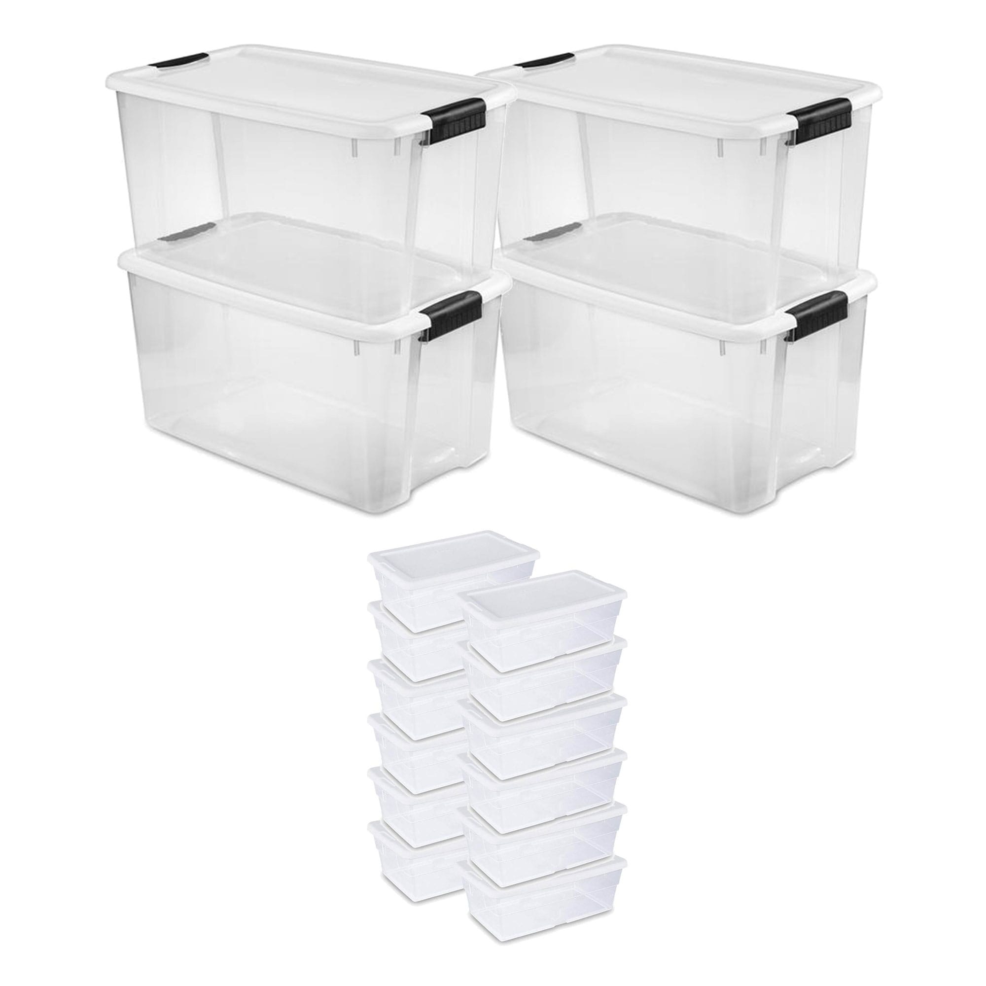 Sterilite 112417 4 -Pack Large 17.5 -Gallons ( 70 -Quarts ) Clear Stackable Tote with Latching Lid