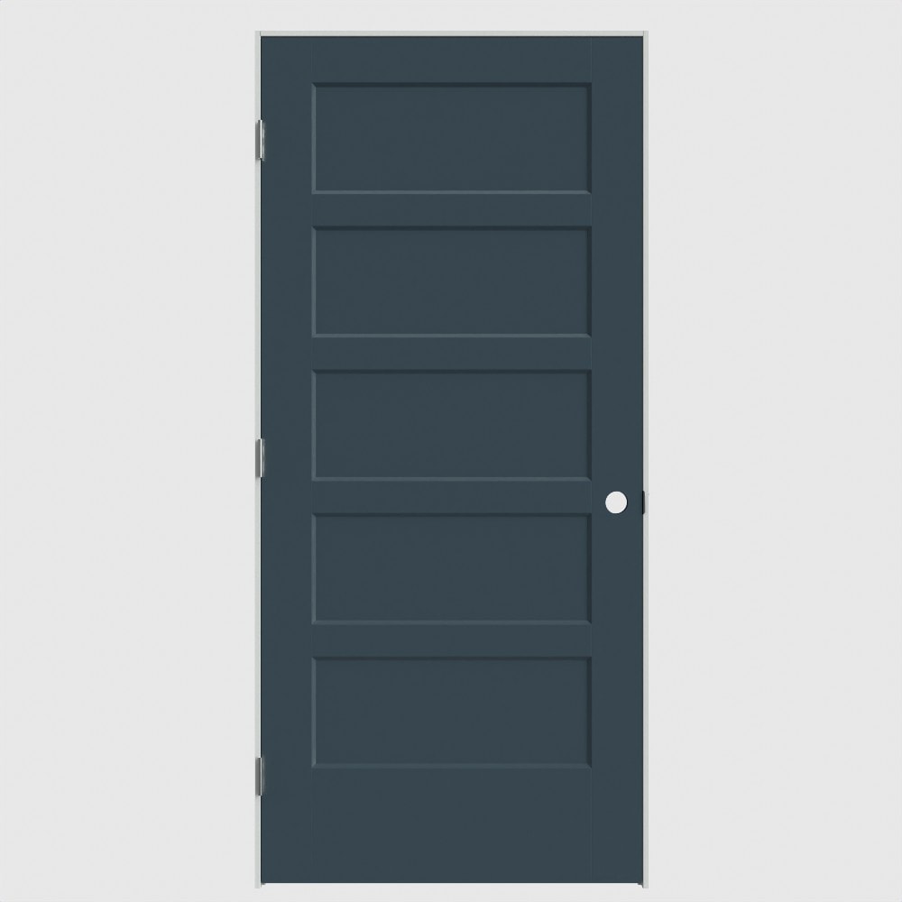 Masonite 640610 36-in x 80-in Slate Solid core 5-panel square Right hand Smooth Primed Molded composite Flat Jamb Single Prehung Interior Door