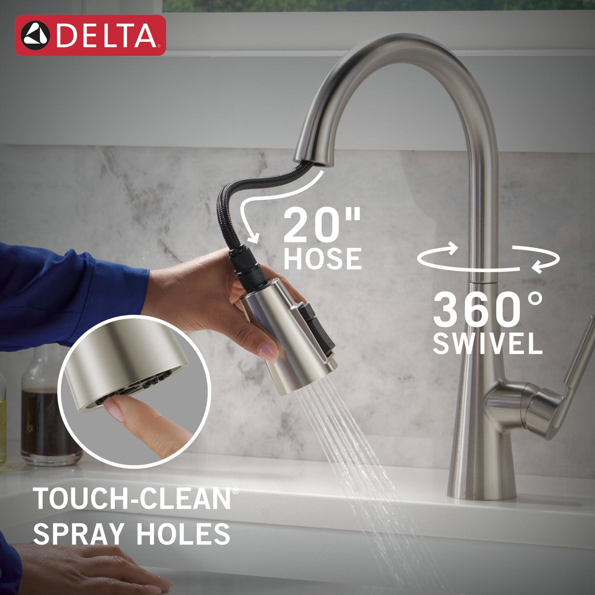 Delta Kylo Stainless Steel Single Handle Pull-down Kitchen Faucet with ...