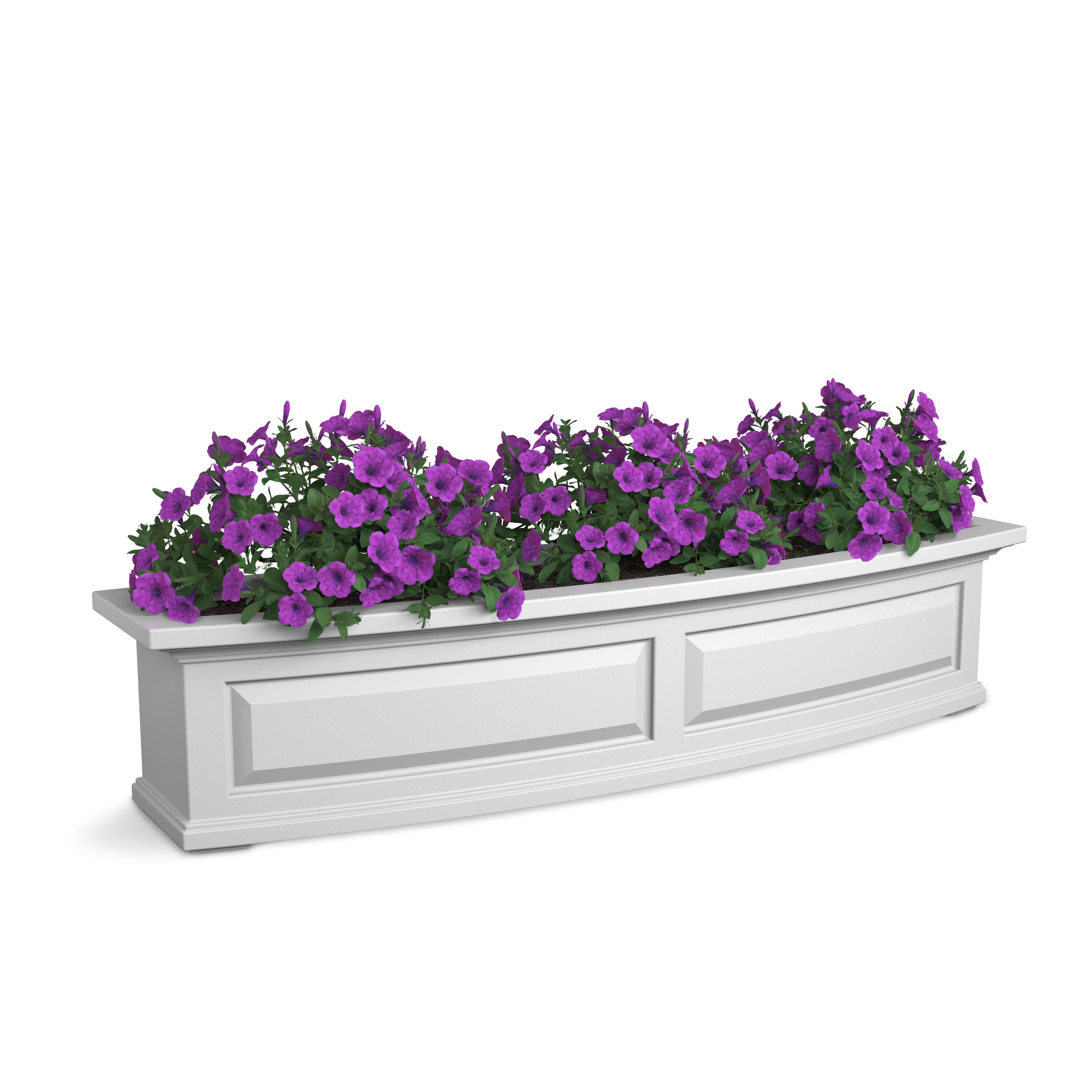 Mayne 4831-W Rectangle 48-Inches W Medium White Plastic Outdoor Window box with Drainage Holes with Self Watering