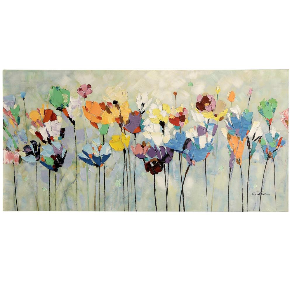 StyleCraft Home Collection WI33257DS Frameless 28-in H x 56-in W Botanical Canvas Hand-Painted Print