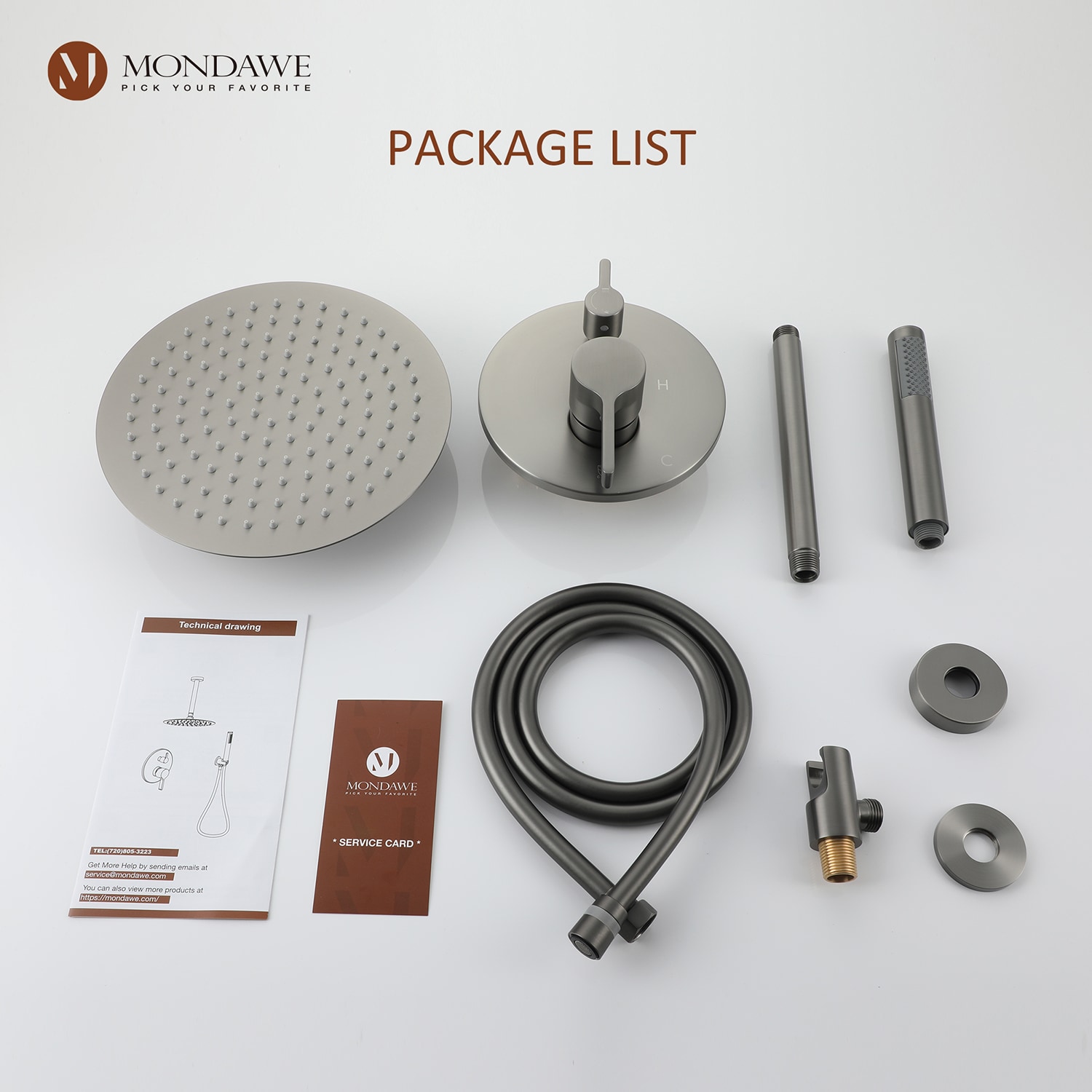 Mondawe AM-S133AC-10GB Showerhead-Bar-Panels - View #10