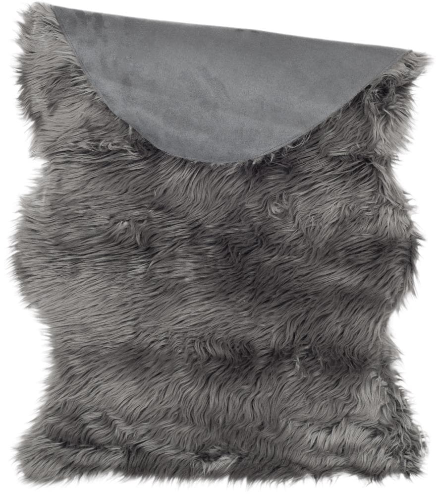 Luxurious Gray Faux Sheepskin 4' x 6' Tufted Area Rug