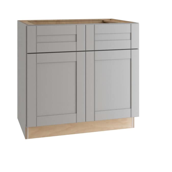 Luxxe Cabinetry 36 In W X 34 5 In H X 24 In D Vinyl Gray Birch Door And Drawer Base Semi Custom Cabinet In The Semi Custom Kitchen Cabinets Department At Lowes Com