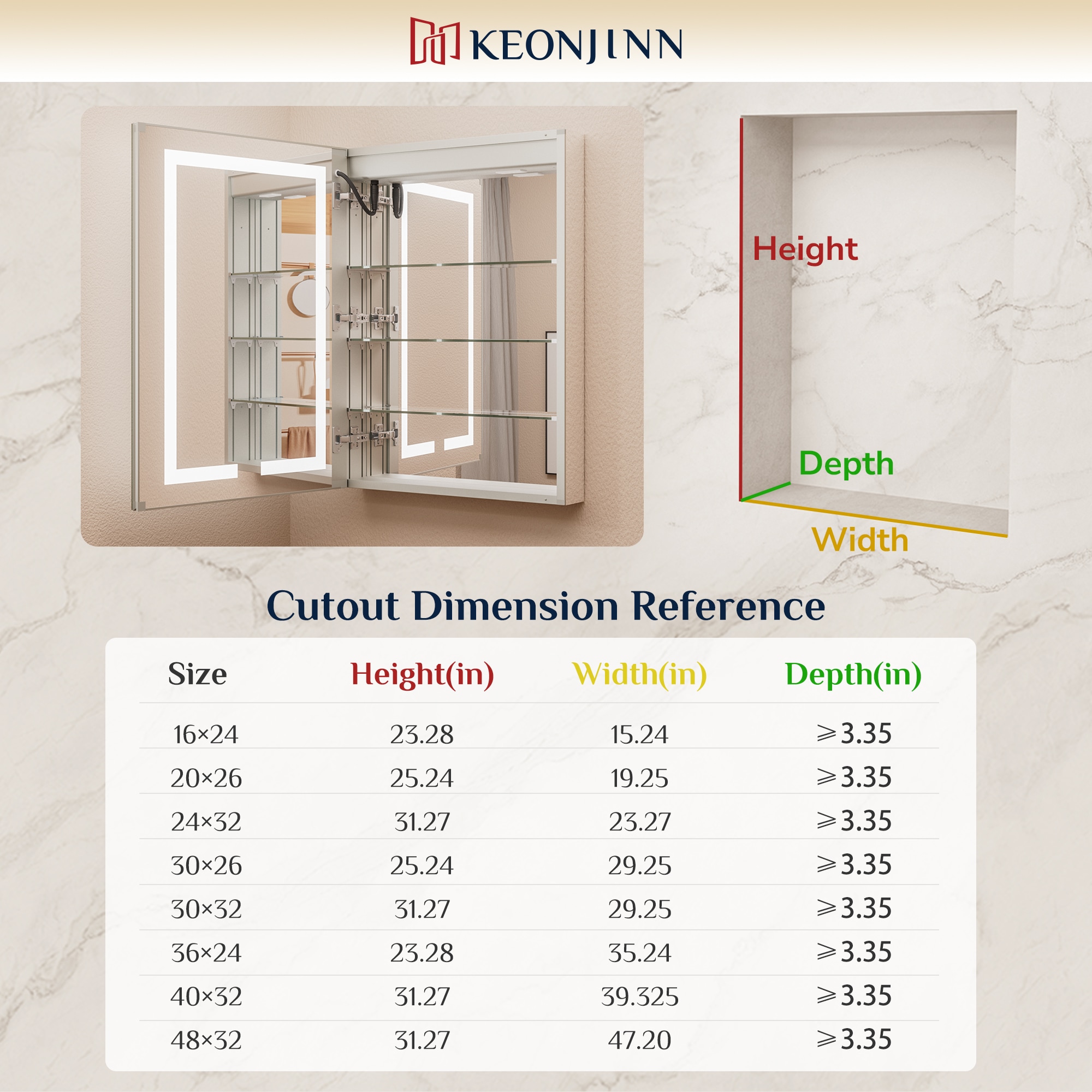 Keonjinn LW-JG-ZG-7681 Bathroom-Medicine-Cabinets - View #17