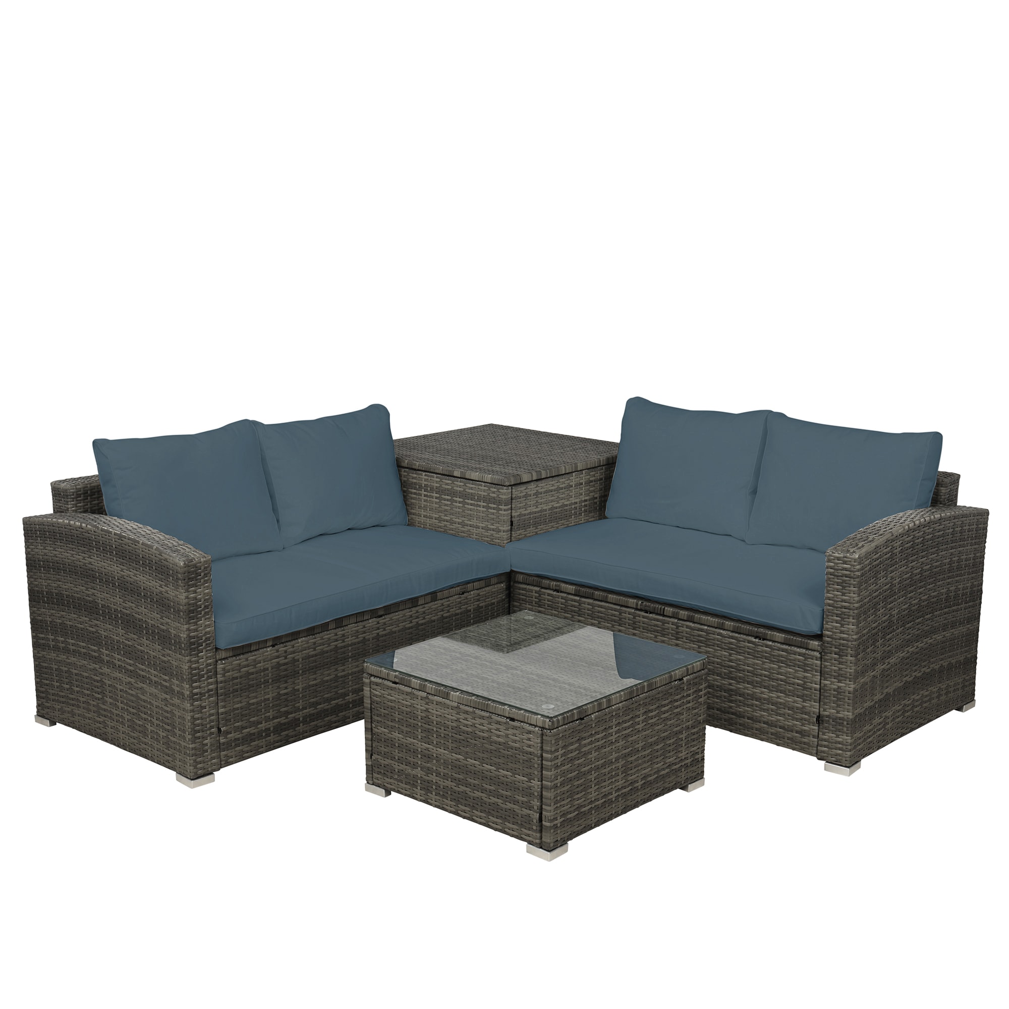 CASAINC Patio safa 4-Piece Wicker Patio Conversation Set with Cushions ...