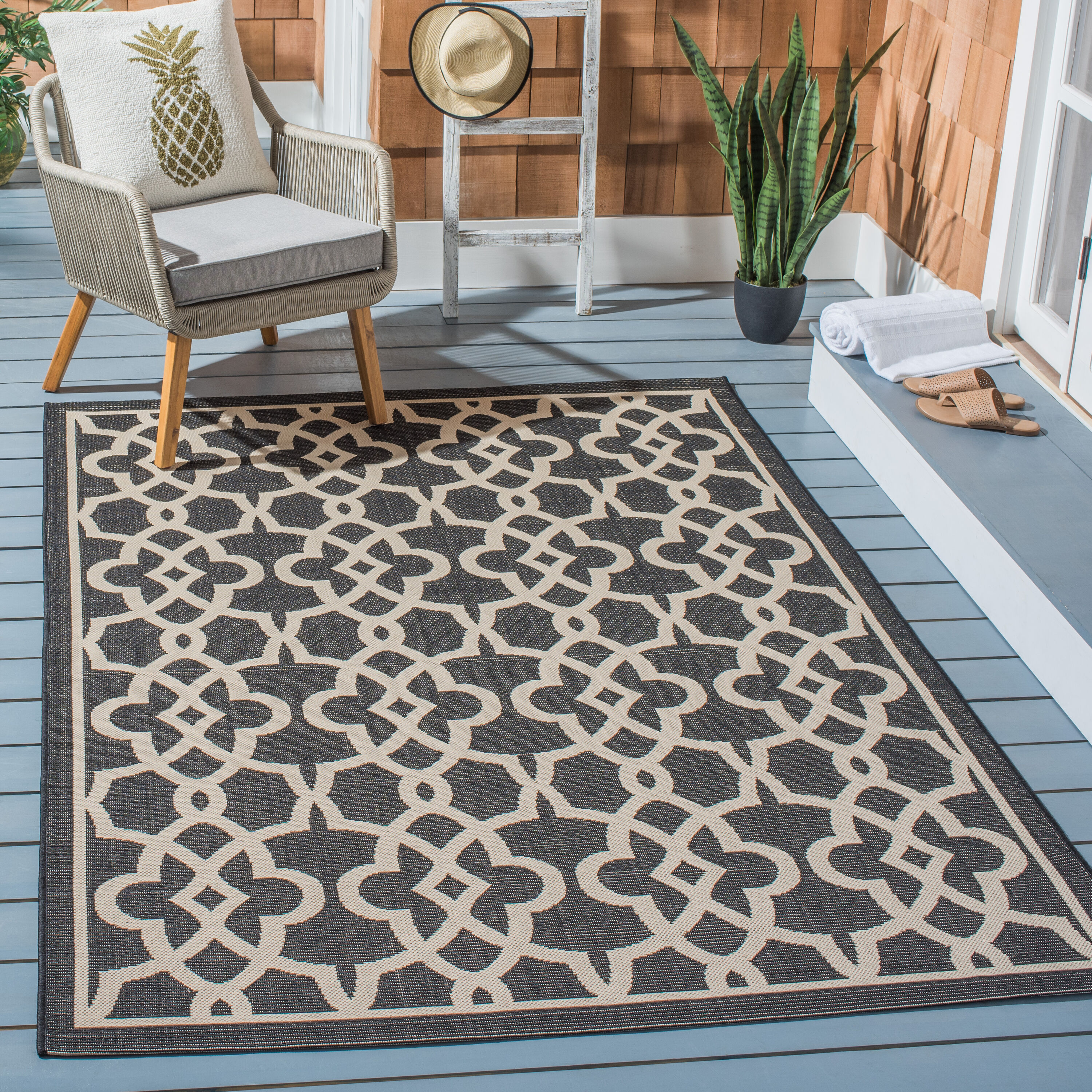 Safavieh - Courtyard 6071-266 Black Beige 4ft x 5ft-7in Rug