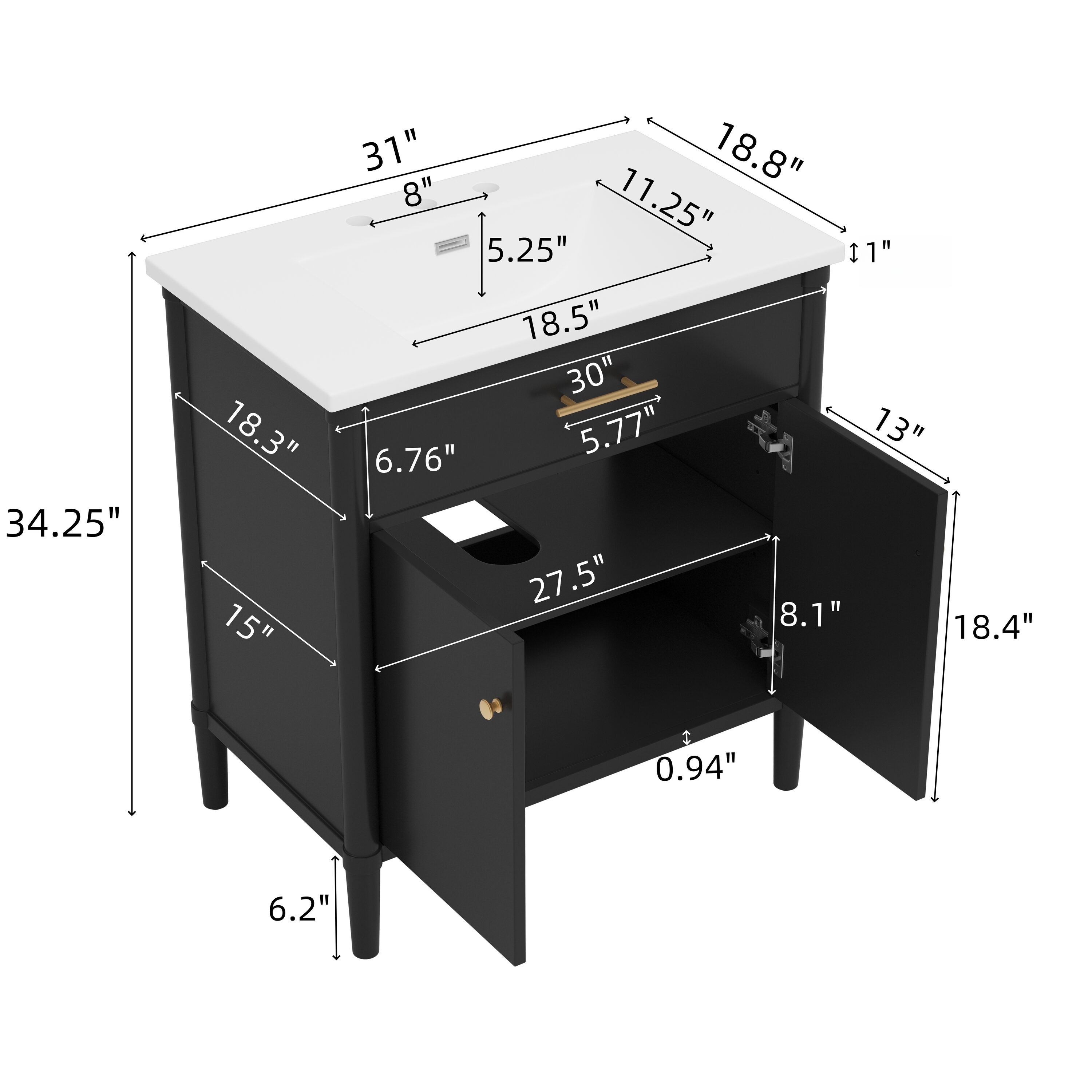 WELLFOR FL30MCL-WT Bath-Vanity-Combo - View #8