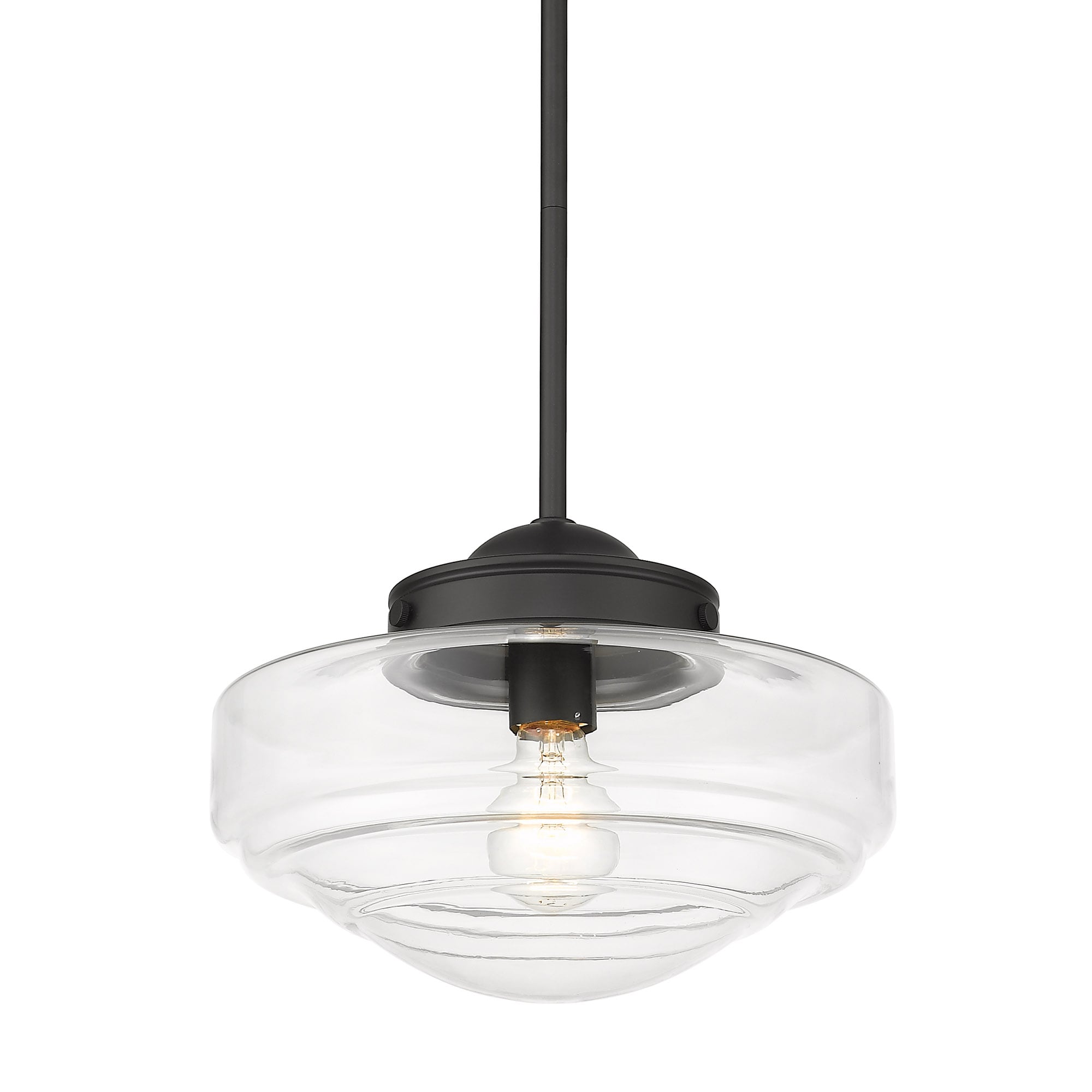 Golden Lighting 0508-M BLK-CLR Ingalls Matte black Modern/contemporary Clear glass Bowl Large Hanging Pendant light