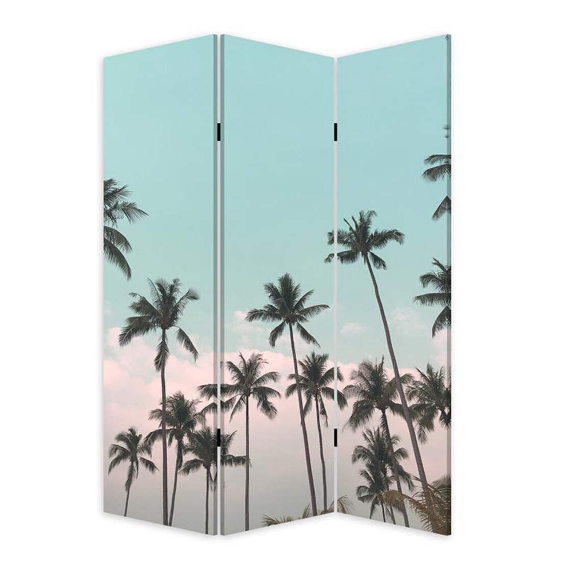 HomeRoots 4000415080 Tropical Palm Trees Room Three Panel Divider Screen