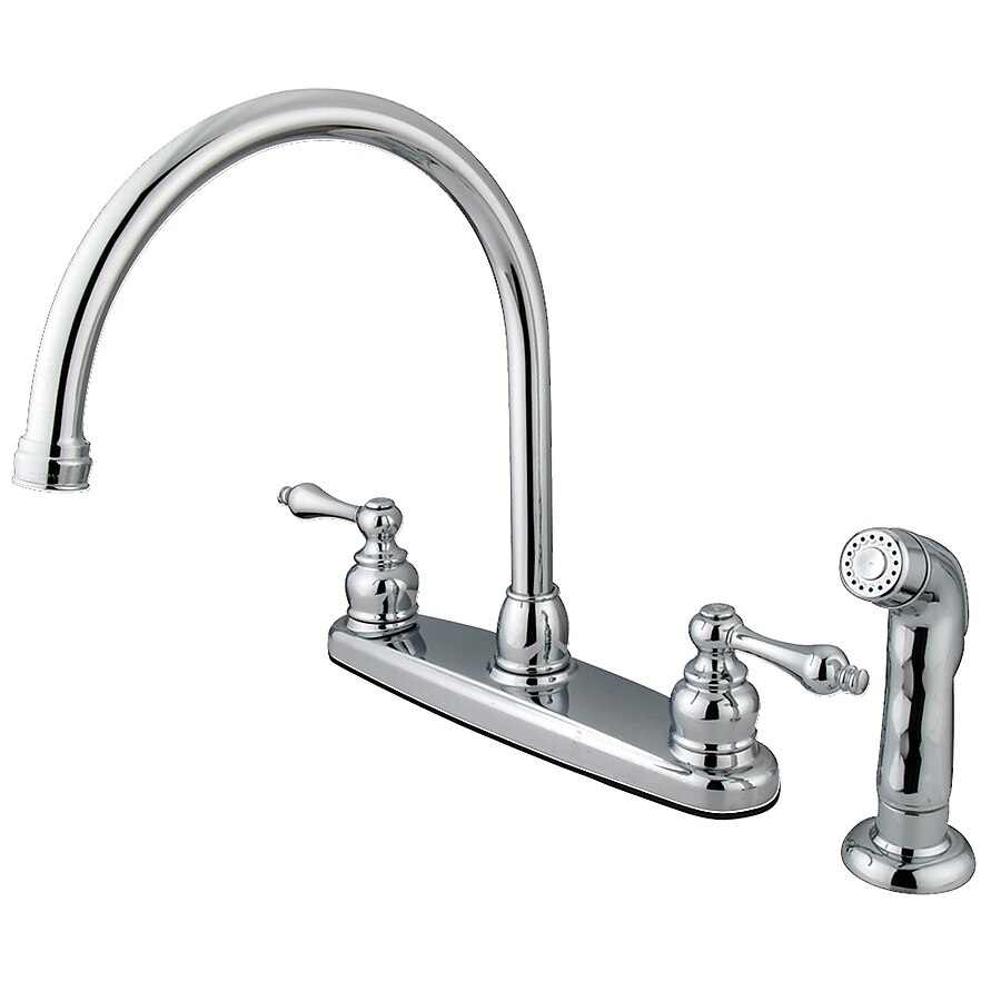 Elements of Design Victorian Chrome 2-Handle Deck-Mount High-Arc Handle Kitchen Faucet (Deck Plate Included) Elements of Design Victorian Chrome 2-Handle Deck-Mount High-Arc Handle Kitchen Faucet (Deck Plate Included)