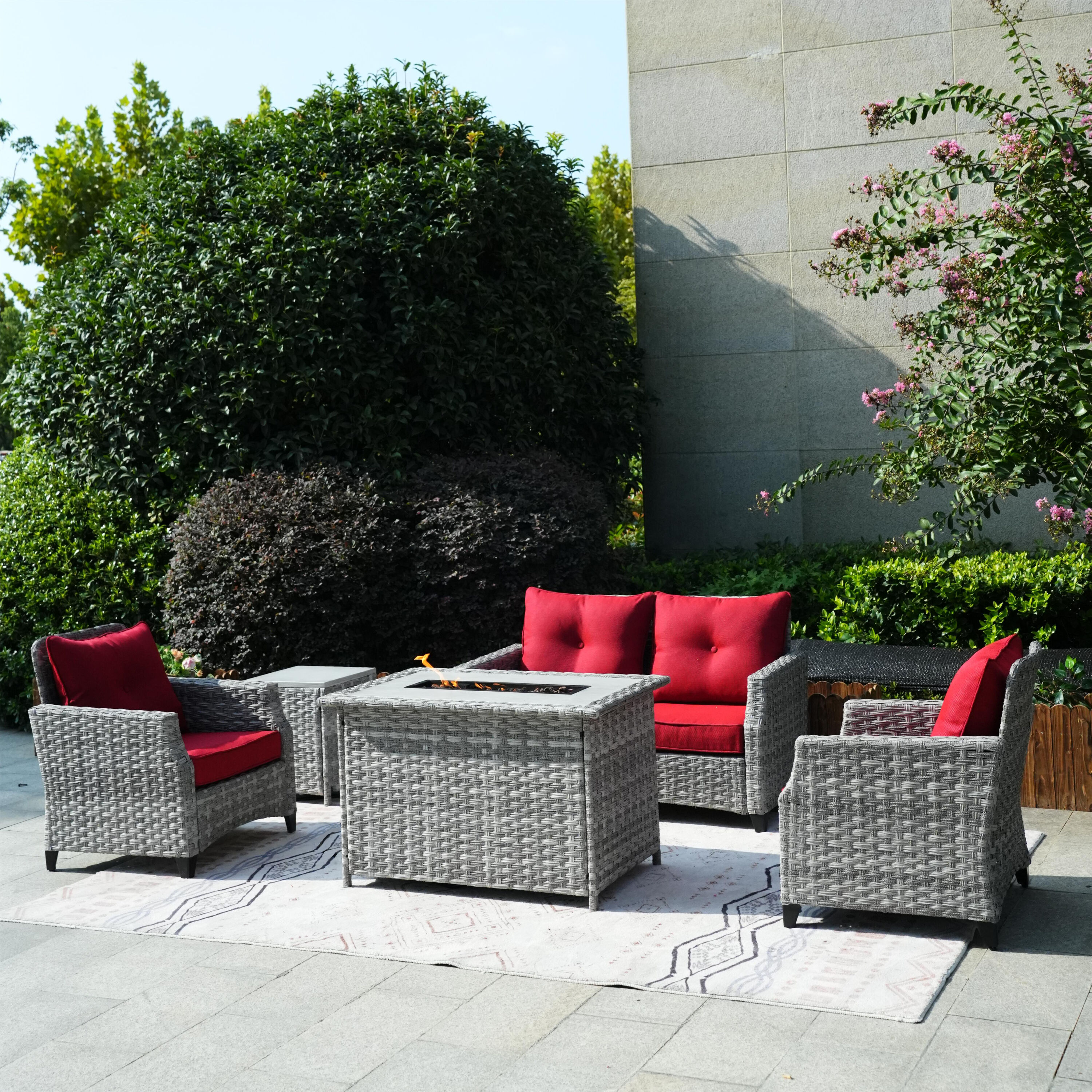 Moda Furnishings PAF-1801-H-RED Patio-Conversation-Sets - View #4