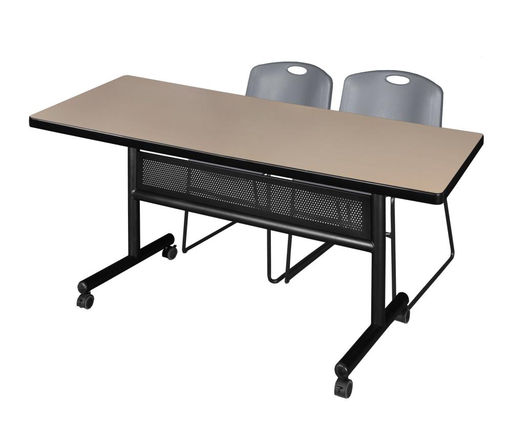 Regency MKFTM7230BE44GY Training Off-white 4-Person Training Table (72-in W x 29-in H)
