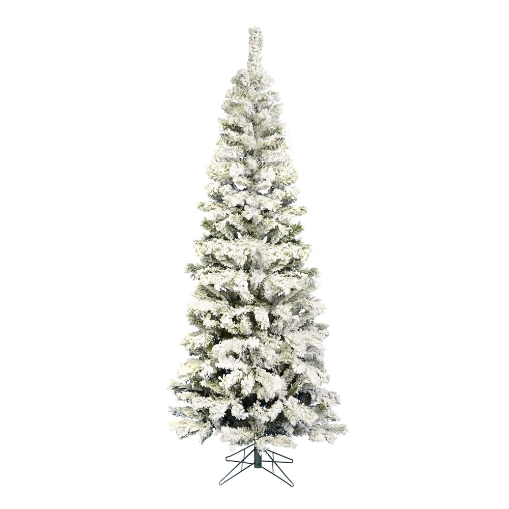 Vickerman A100385 9.5-Feet Slim Flocked White Artificial Christmas Tree