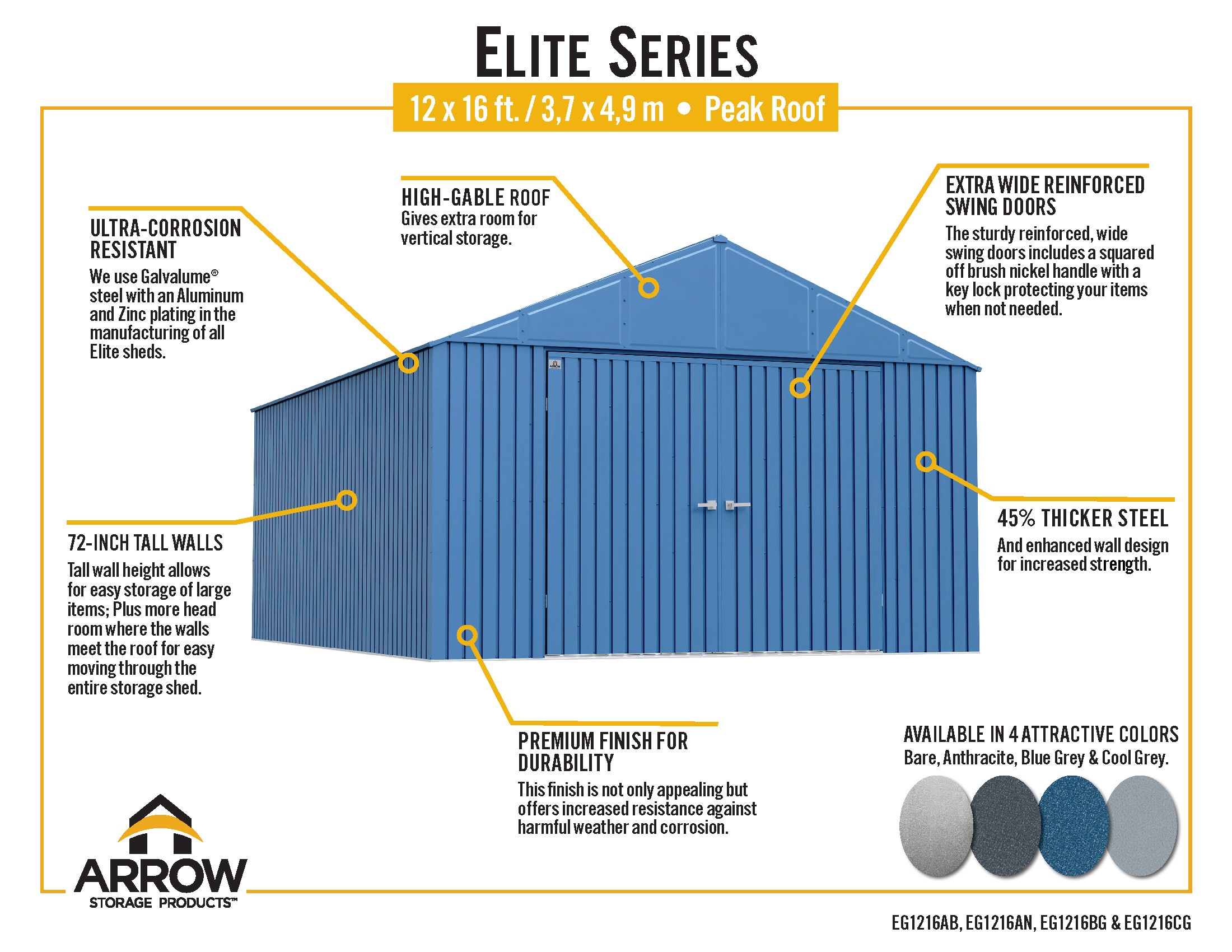 Arrow EG1216BG Metal-Storage-Buildings-Sheds - View #9