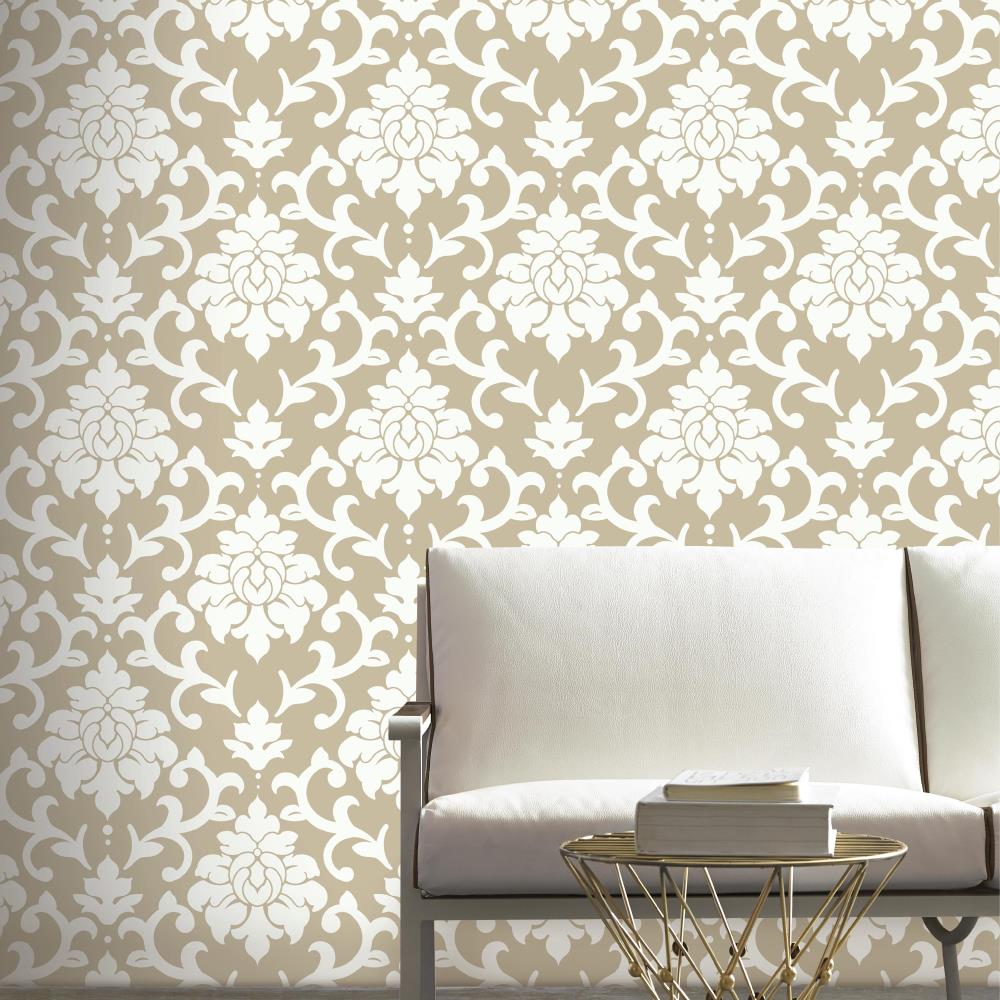 RoomMates 28.2-sq ft Gold Vinyl Damask Self-adhesive Peel and Stick ...