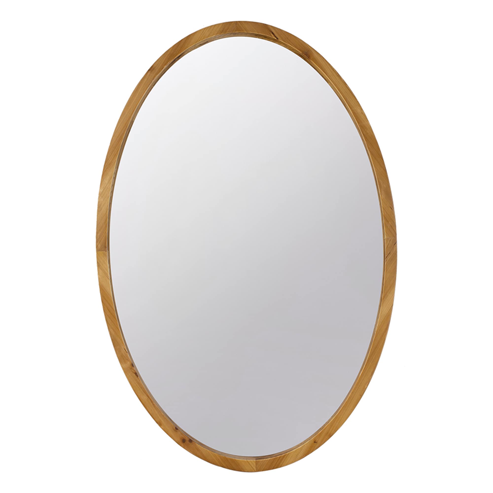 Bybafun - 24-in W x 36-in H Oval Brown Framed Wall Mirror