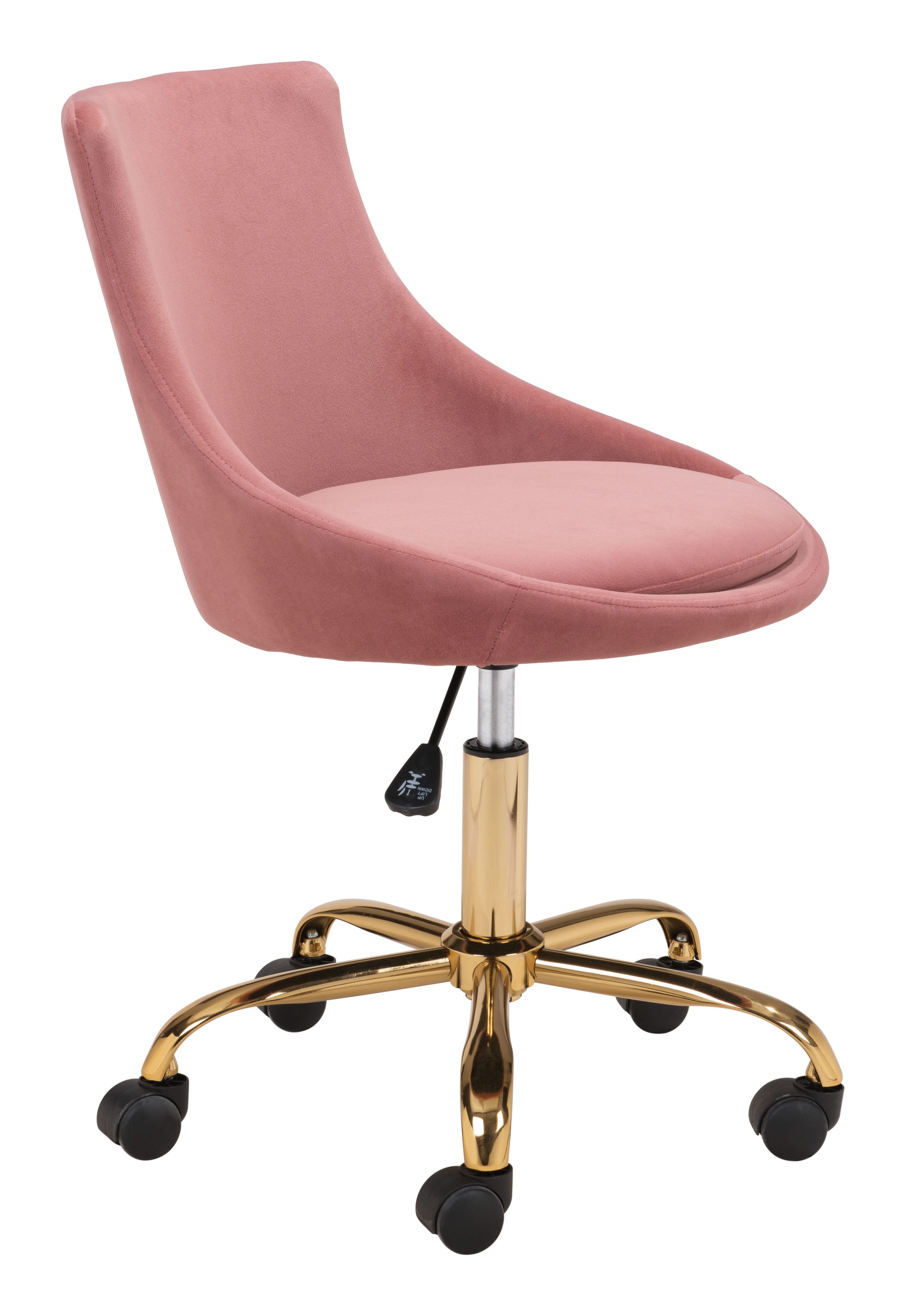Zuo Modern 101987 Mathair Pink Contemporary Adjustable Height Polyester Desk Chair