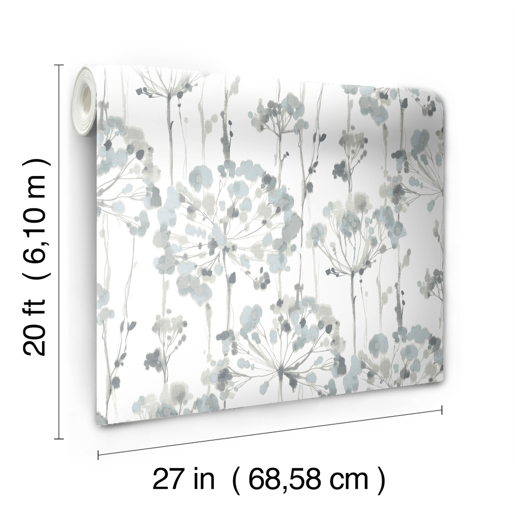 Candice Olson PSW1428RL 45-Sq. Feet Blue Non-woven Floral Self-adhesive Peel and Stick Wallpaper