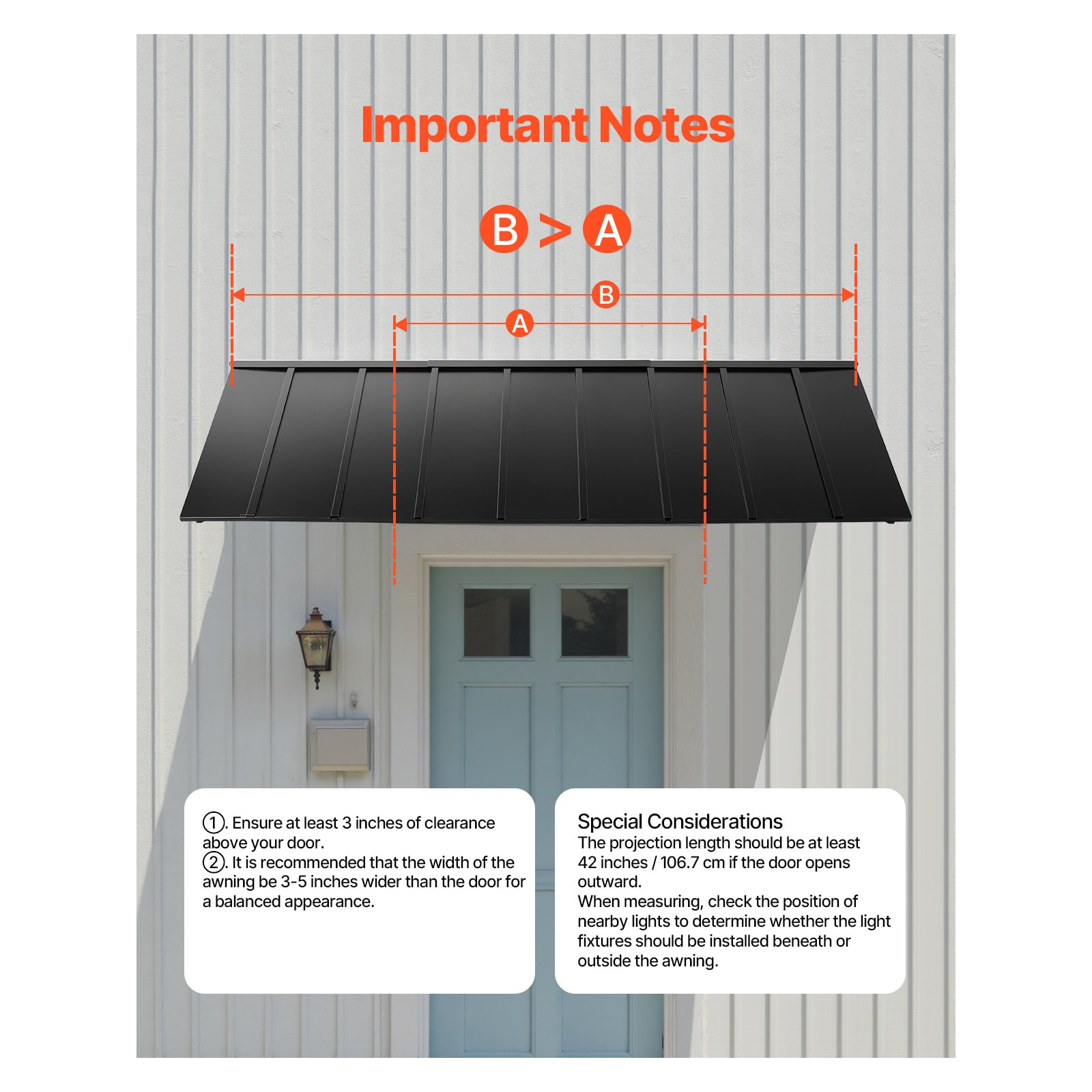 Mecale 104 x 36 in Fixed Metal Awning Window and Door Canopy Triangle ...
