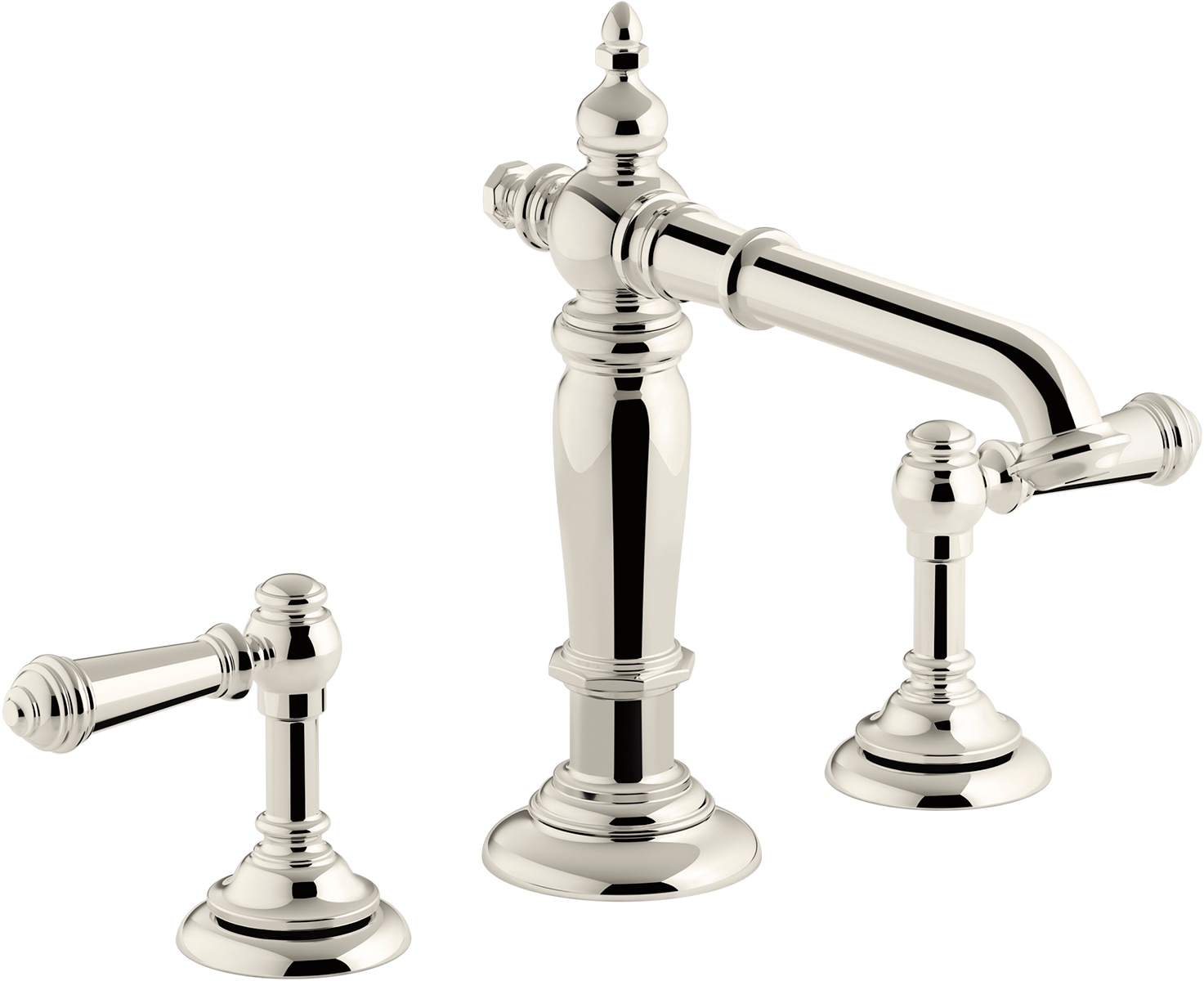 KOHLER K-72760980684SN Artifacts Vibrant Polished Nickel Widespread 2-handle WaterSense Low-arc Commercial/Residential Handle Bathroom Sink Faucet with Drain
