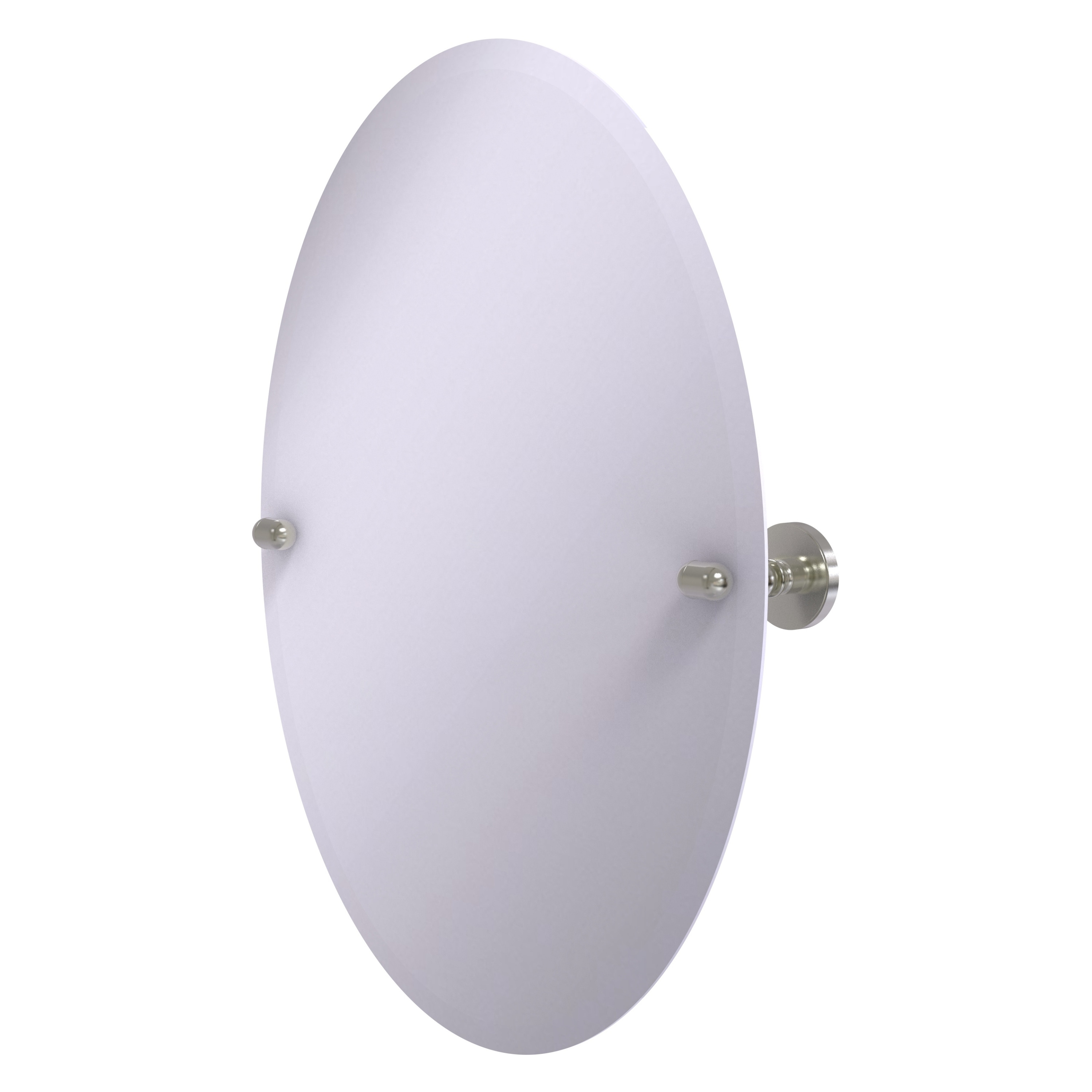 Allied Brass TA-91-SN Tango 21-Inches x 28-Inches Beveled Frameless Oval Tilting Bathroom Vanity Mirror ( Satin Nickel )