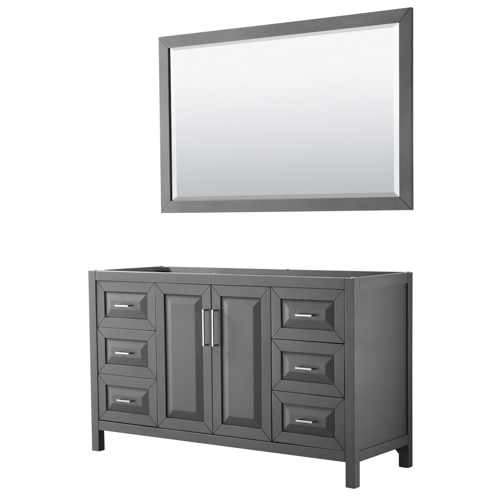 Wyndham Collection WCV252560SKGCXSXXM58 Daria 60-in Dark Gray with Polished Chrome Trim Bathroom Vanity Base Cabinet without Top (Mirror Included)