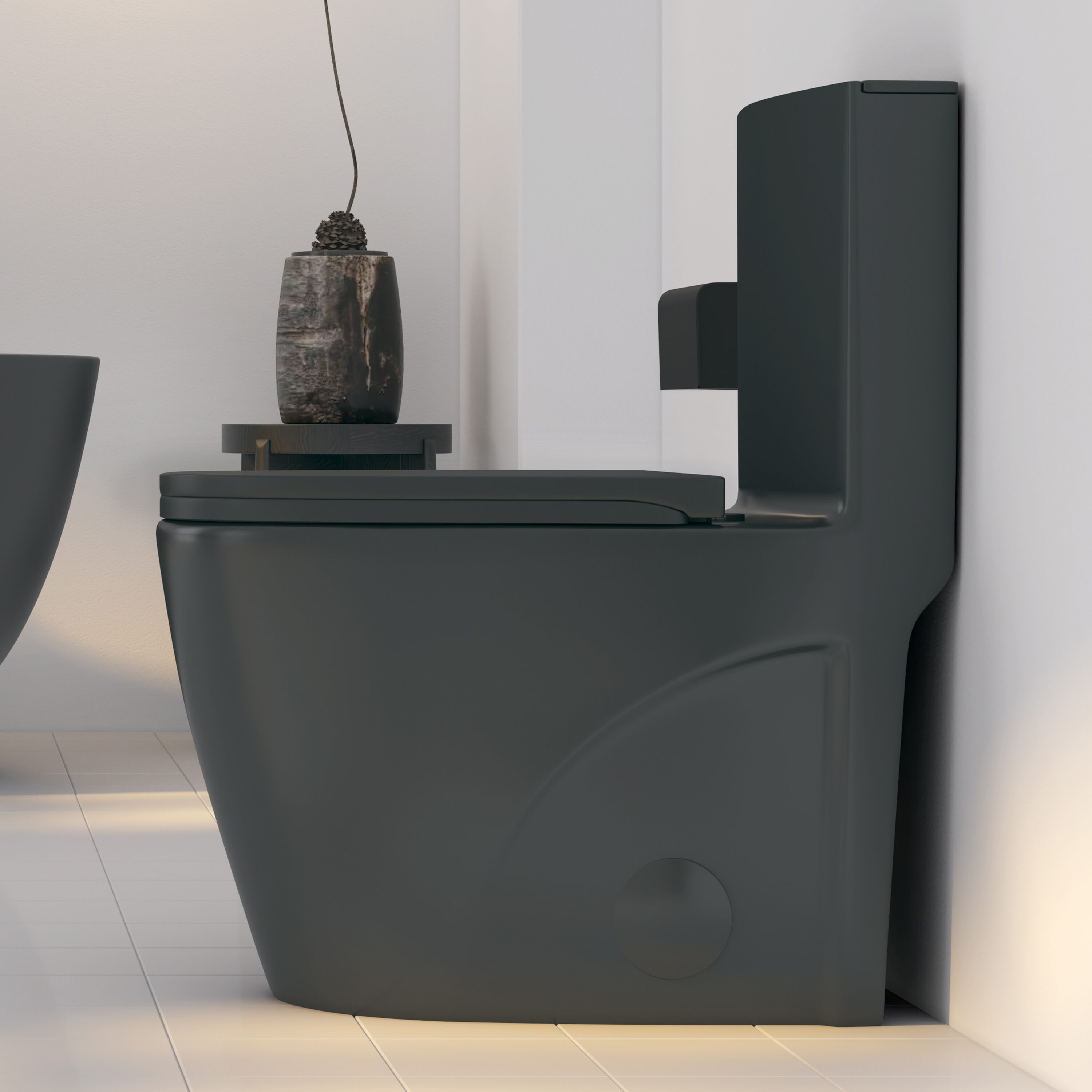 Reno Matte Black Elongated Dual Flush One-Piece Toilet