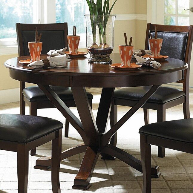 Transitional Dining Table Wood, Cherry Wood Round Dining Room Table