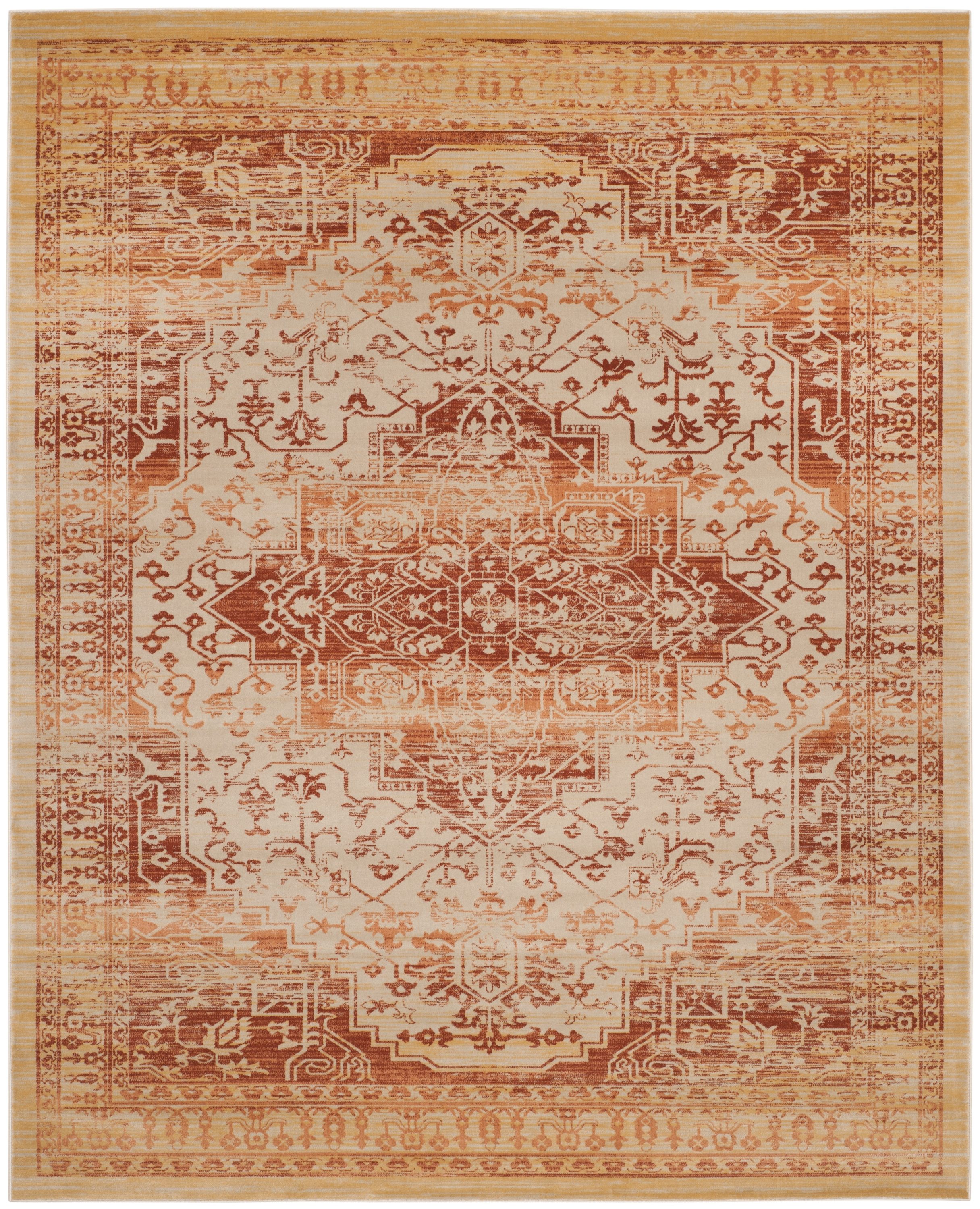 Safavieh EVK516R-8 Evoke Ames 8 x 10 Rust/Creme Indoor Distressed/Overdyed Vintage Area Rug